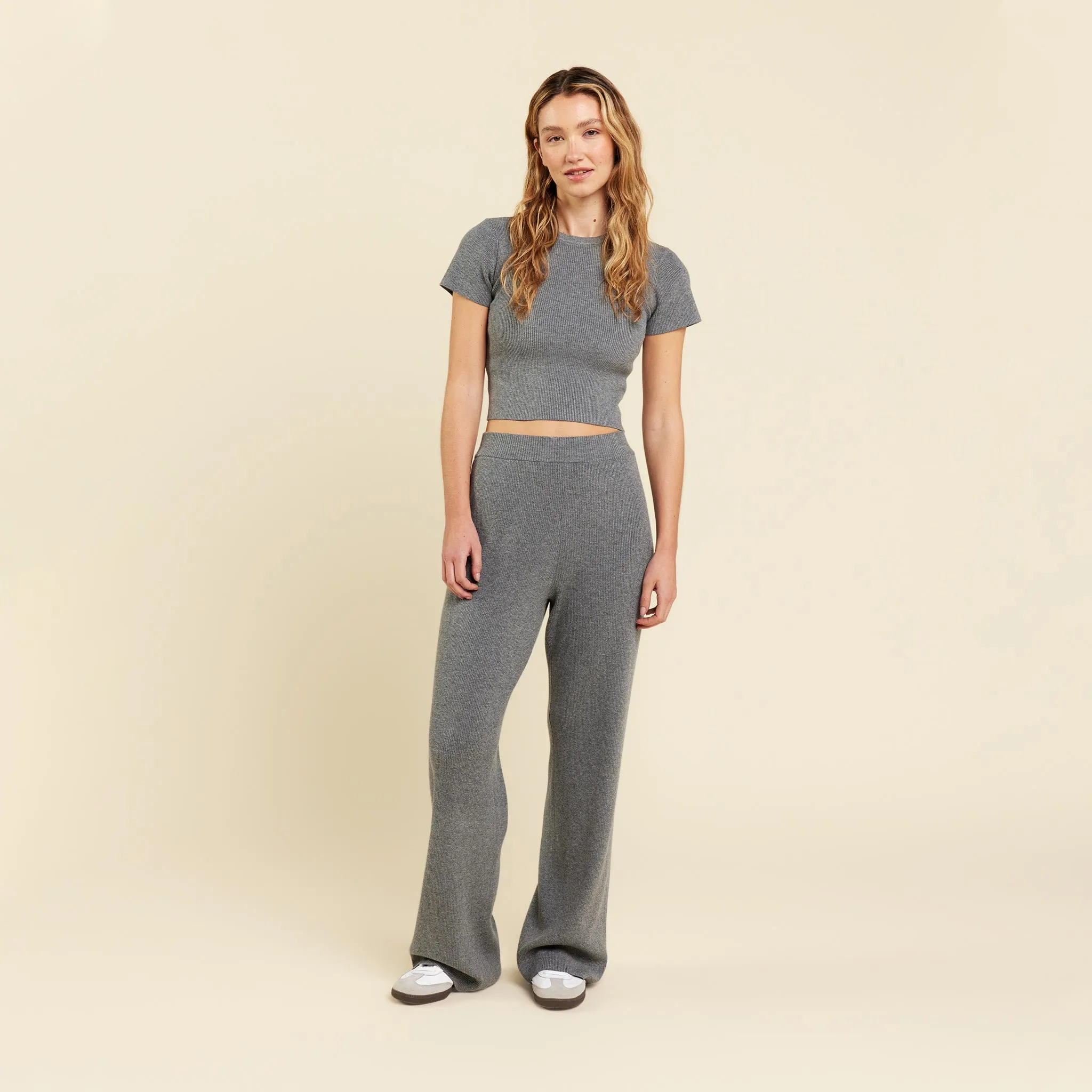 Ribbed Sweater Wide Leg Pant | Charcoal sold by nuuds product image thumbnail 2