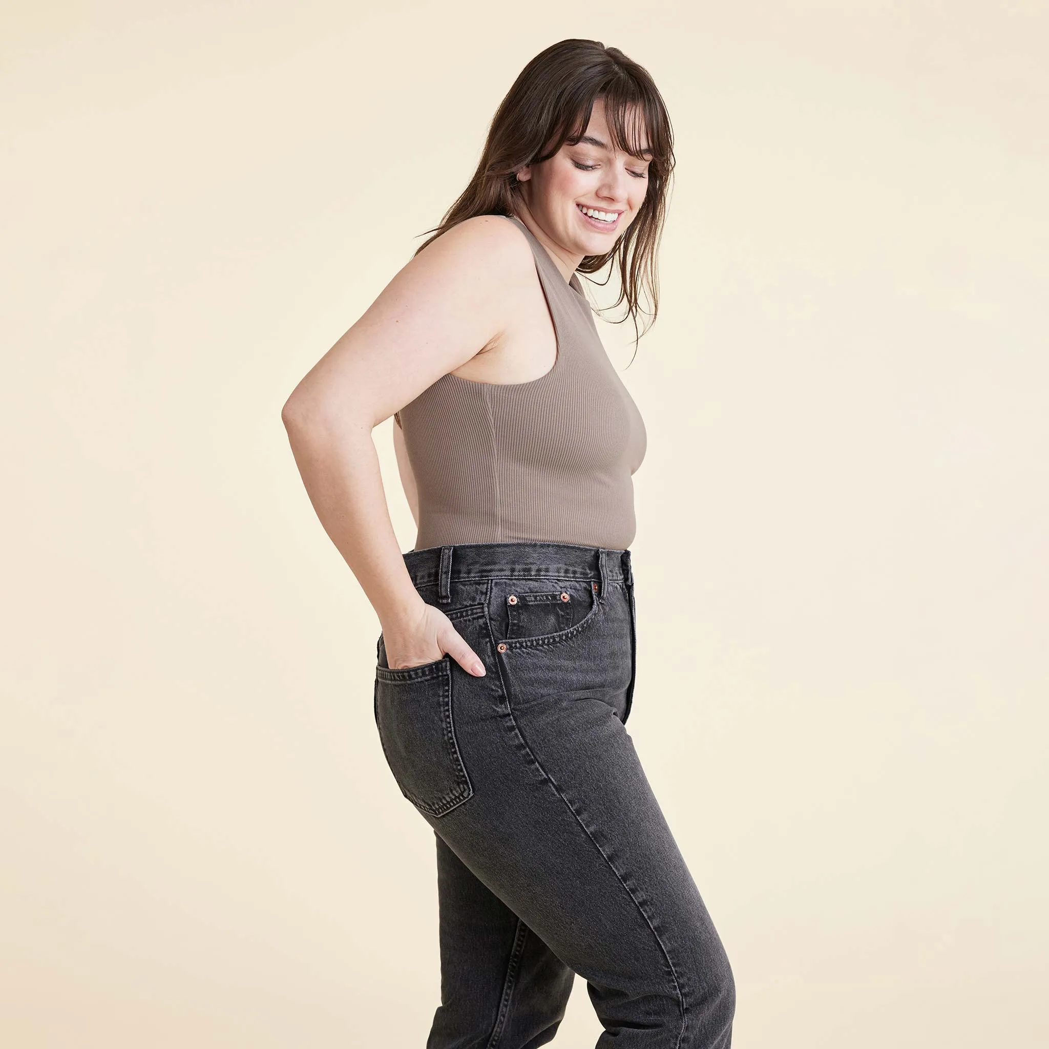 Ribbed Crewneck Tank Bodysuit | Mocha sold by nuuds product image thumbnail 3