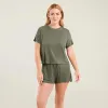Ribbed Pajama Short Set | Olive sold by nuuds