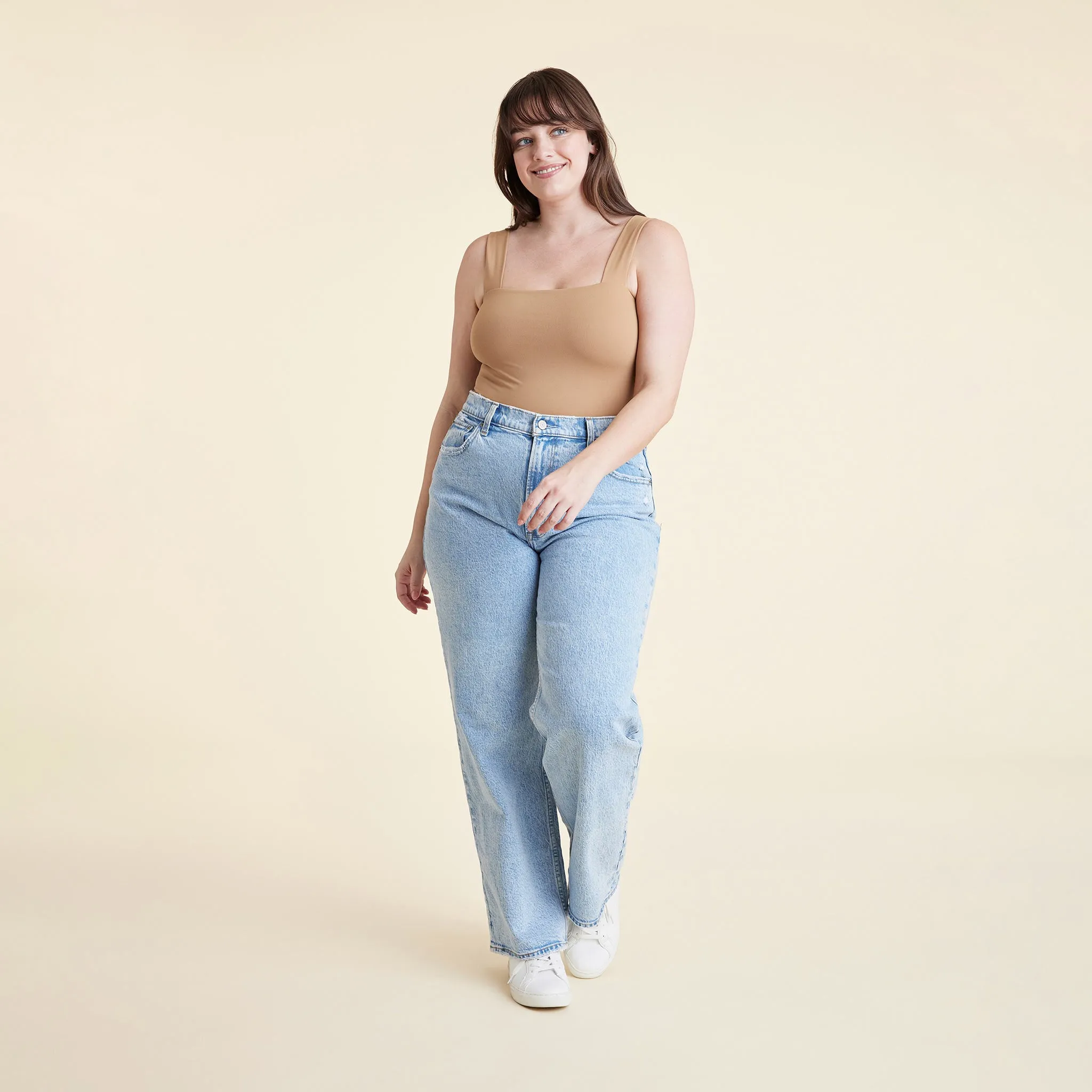 Square Neck Tank Bodysuit | Cinnamon sold by nuuds product image thumbnail 2