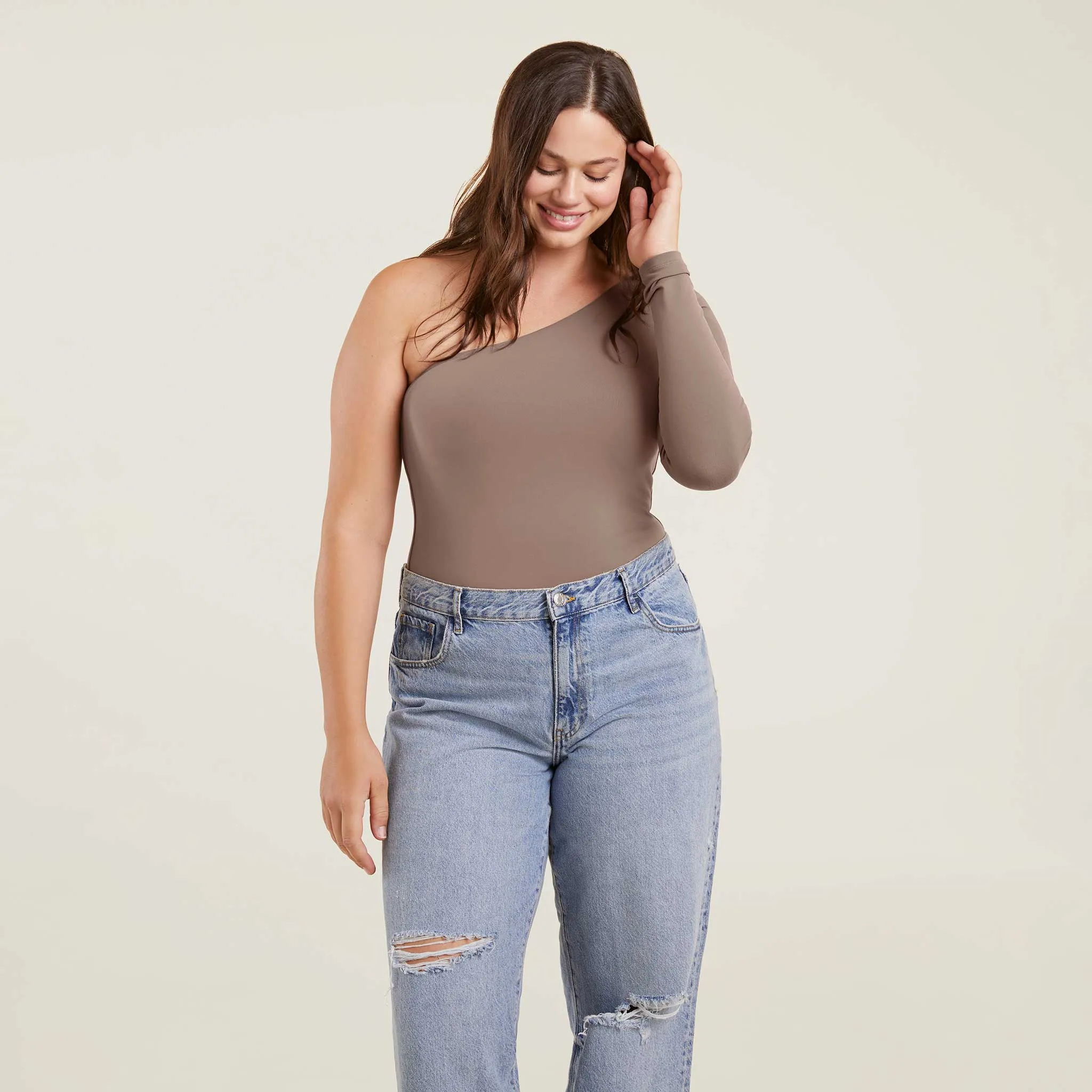 One Shoulder Bodysuit | Mocha sold by nuuds