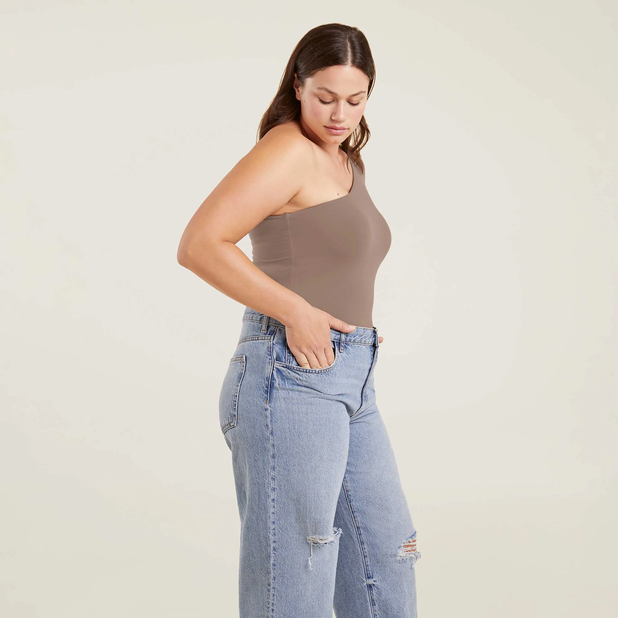 One Shoulder Bodysuit | Mocha sold by nuuds product image thumbnail 3