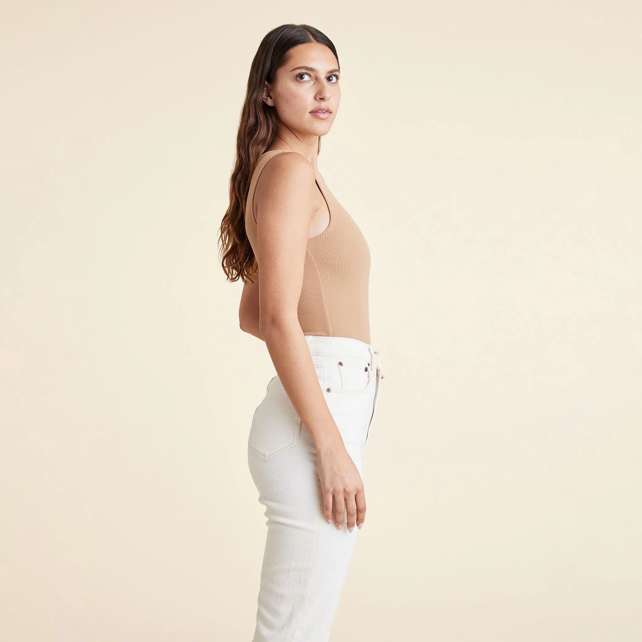 Ribbed Crewneck Tank Bodysuit | Cinnamon sold by nuuds product image thumbnail 3