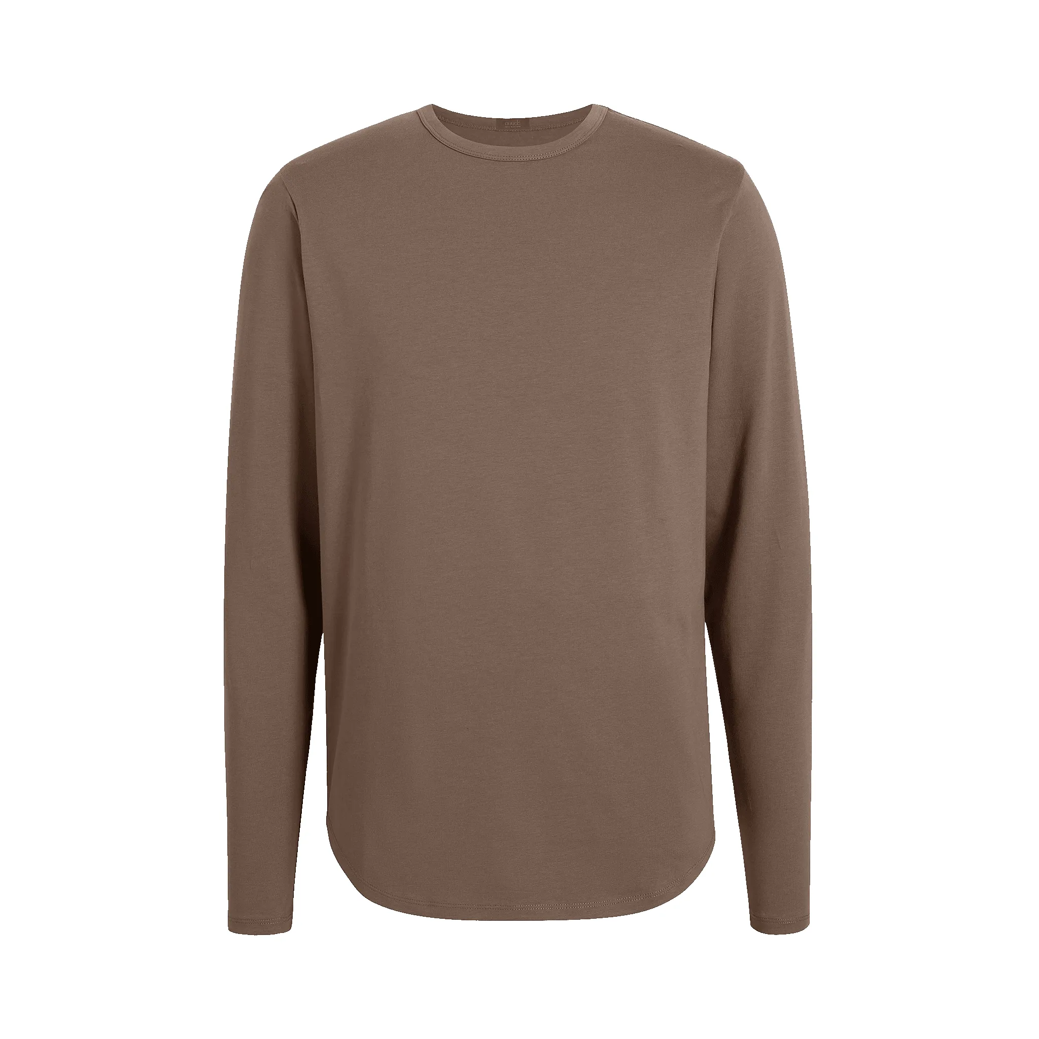 Long Sleeve Curved Hem T-Shirt | Mocha sold by nuuds product image thumbnail 5