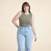Cotton Stretch Classic Crewneck Tank Bodysuit | Olive sold by nuuds