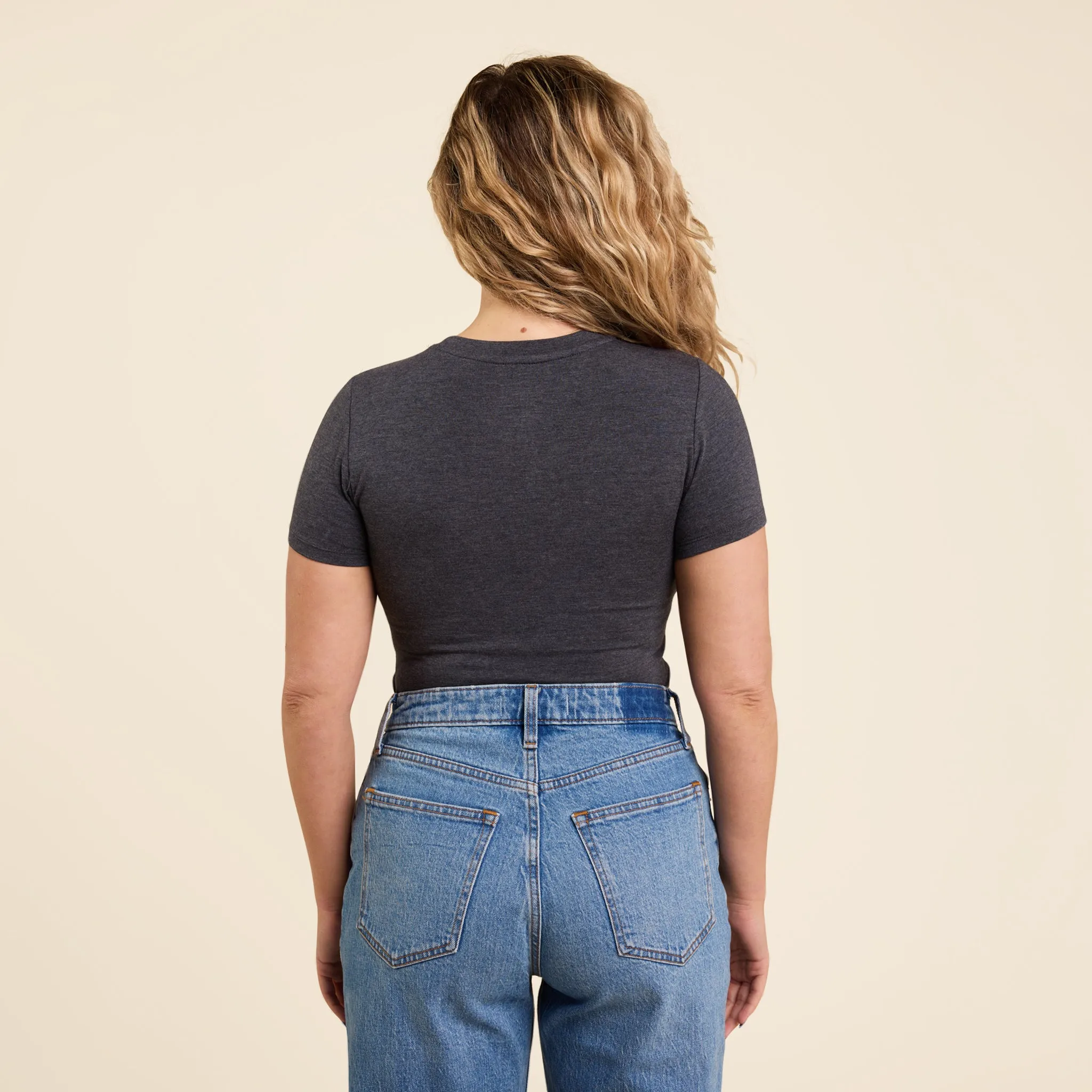 Short Sleeve Crewneck Bodysuit | Heather Charcoal sold by nuuds product image thumbnail 4