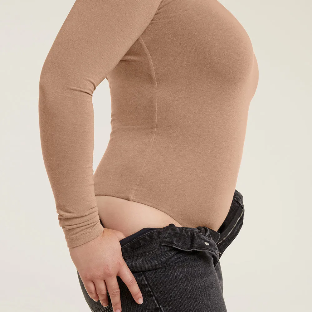 Cotton Stretch Long Sleeve Crewneck Bodysuit | Cinnamon sold by nuuds product image thumbnail 5