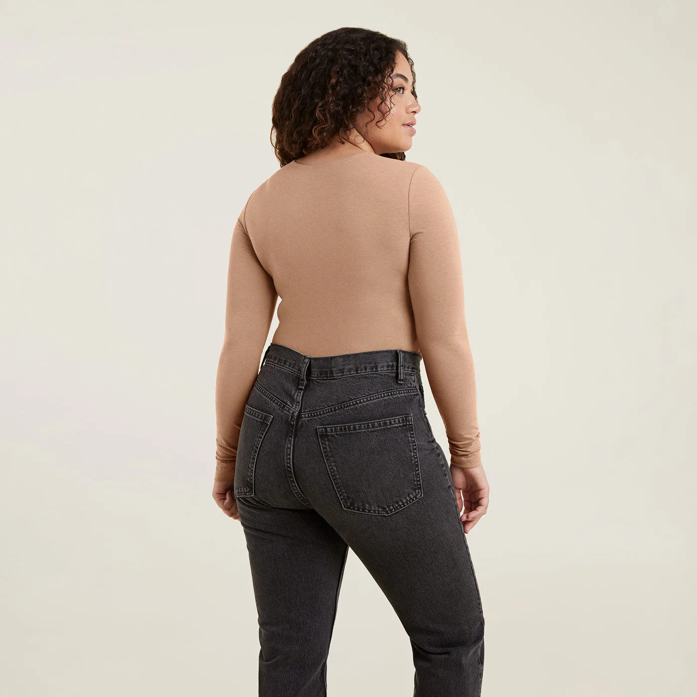 Cotton Stretch Long Sleeve Crewneck Bodysuit | Cinnamon sold by nuuds product image thumbnail 4