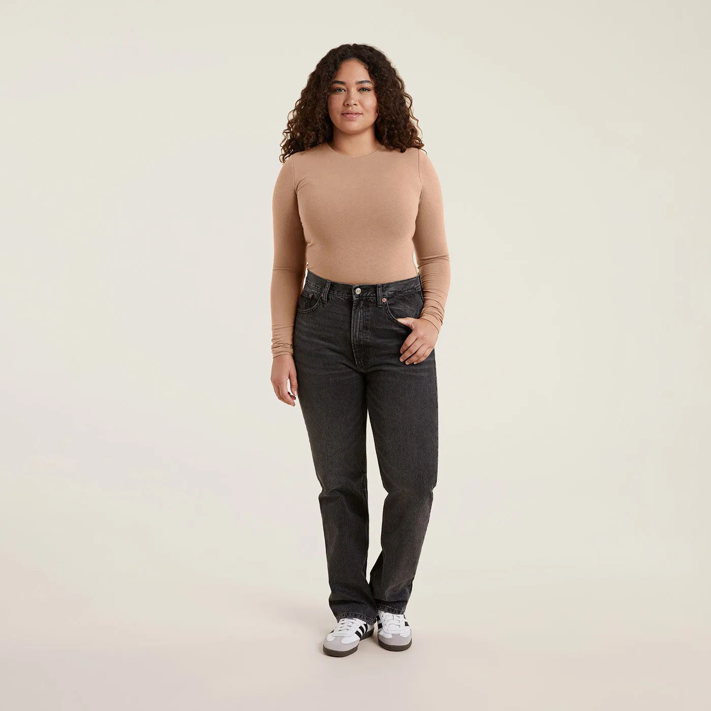 Cotton Stretch Long Sleeve Crewneck Bodysuit | Cinnamon sold by nuuds product image thumbnail 2