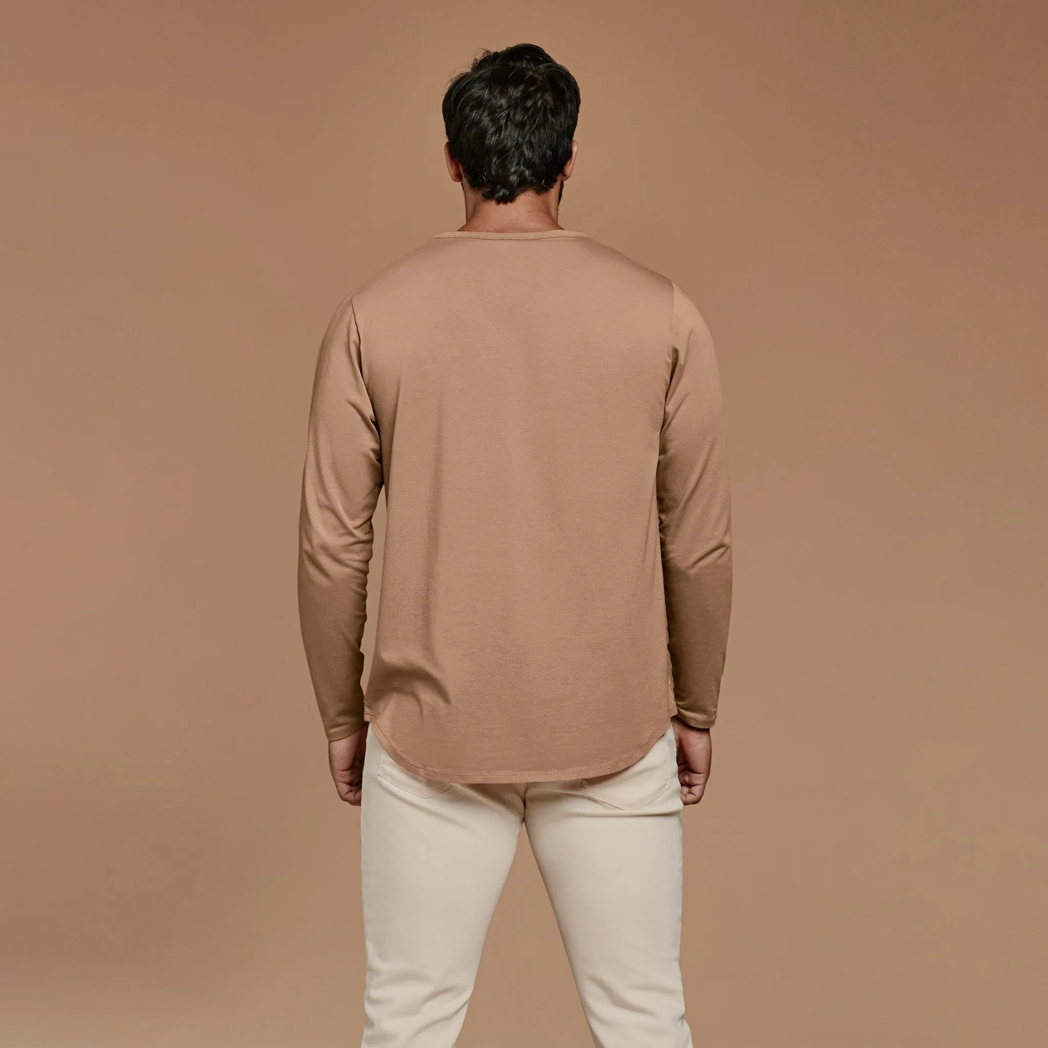 Long Sleeve Curved Hem T-Shirt | Cinnamon sold by nuuds product image thumbnail 4