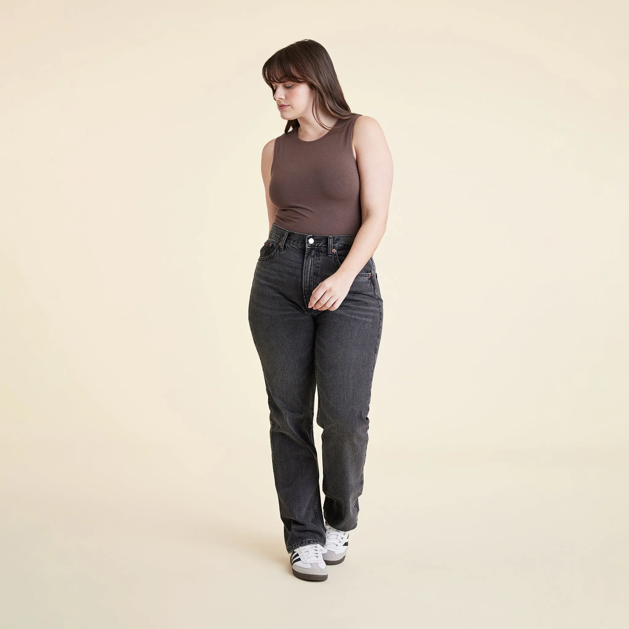 Cotton Stretch Classic Crewneck Tank Bodysuit | Coffee sold by nuuds product image thumbnail 2