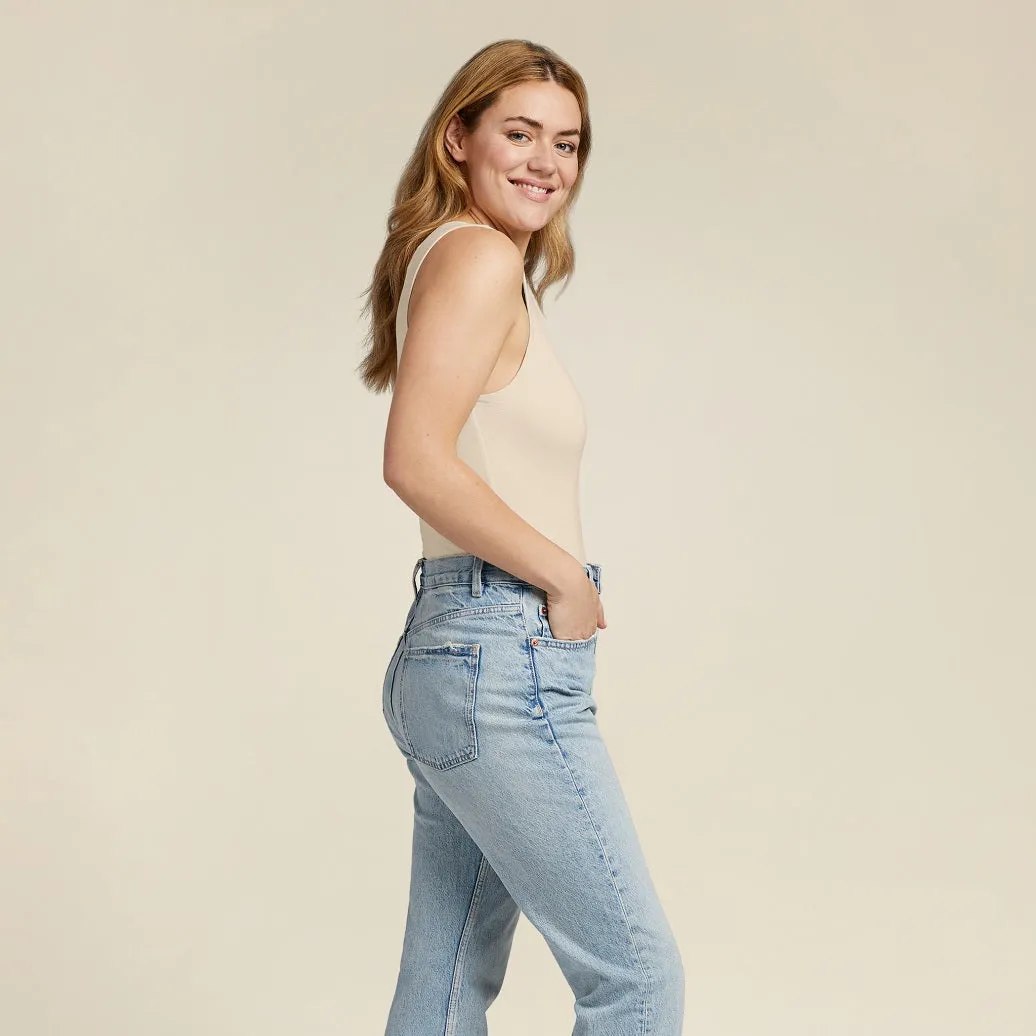 Cotton Stretch Classic Crewneck Tank Bodysuit | Bone sold by nuuds product image thumbnail 3