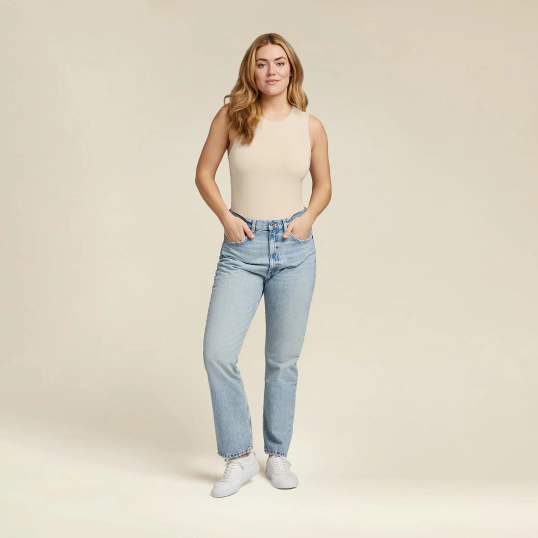 Cotton Stretch Classic Crewneck Tank Bodysuit | Bone sold by nuuds product image thumbnail 2