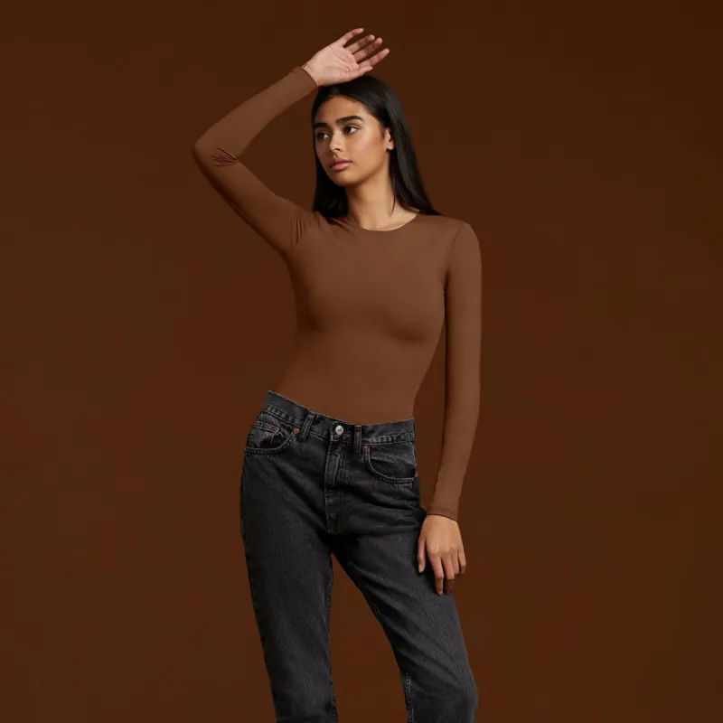 Seamless Long Sleeve Shirt | Chocolate sold by nuuds