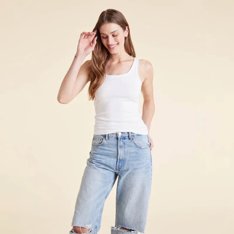 Slinky Rib Tank | White sold by nuuds