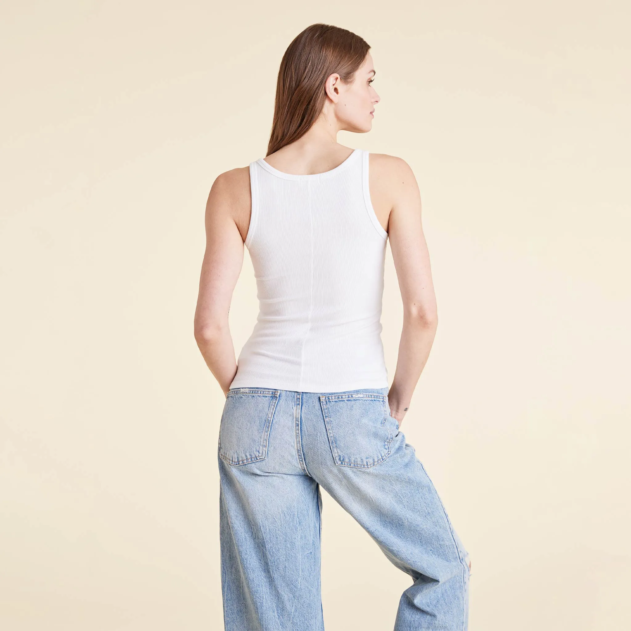 Slinky Rib Tank | White sold by nuuds product image thumbnail 4