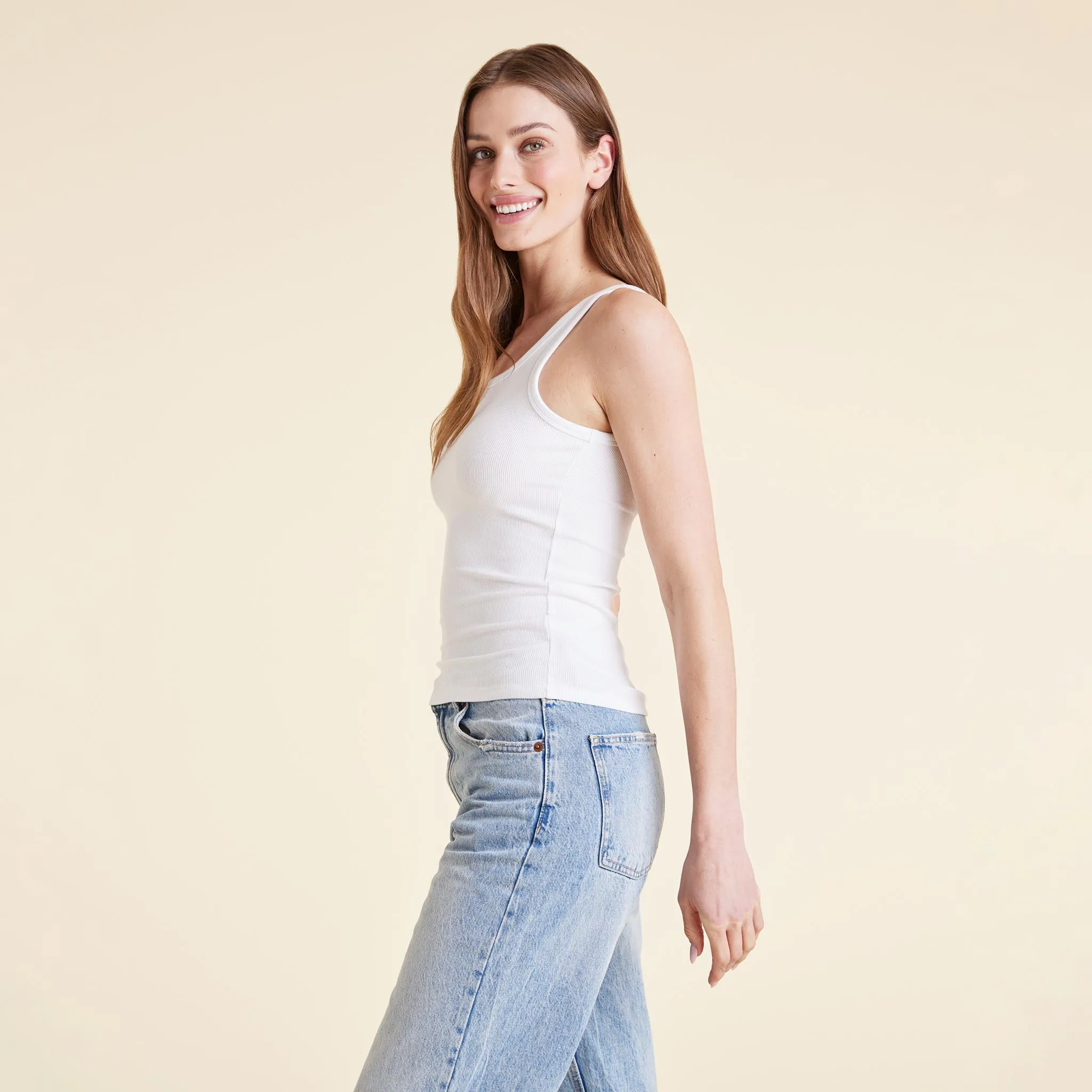 Slinky Rib Tank | White sold by nuuds product image thumbnail 3