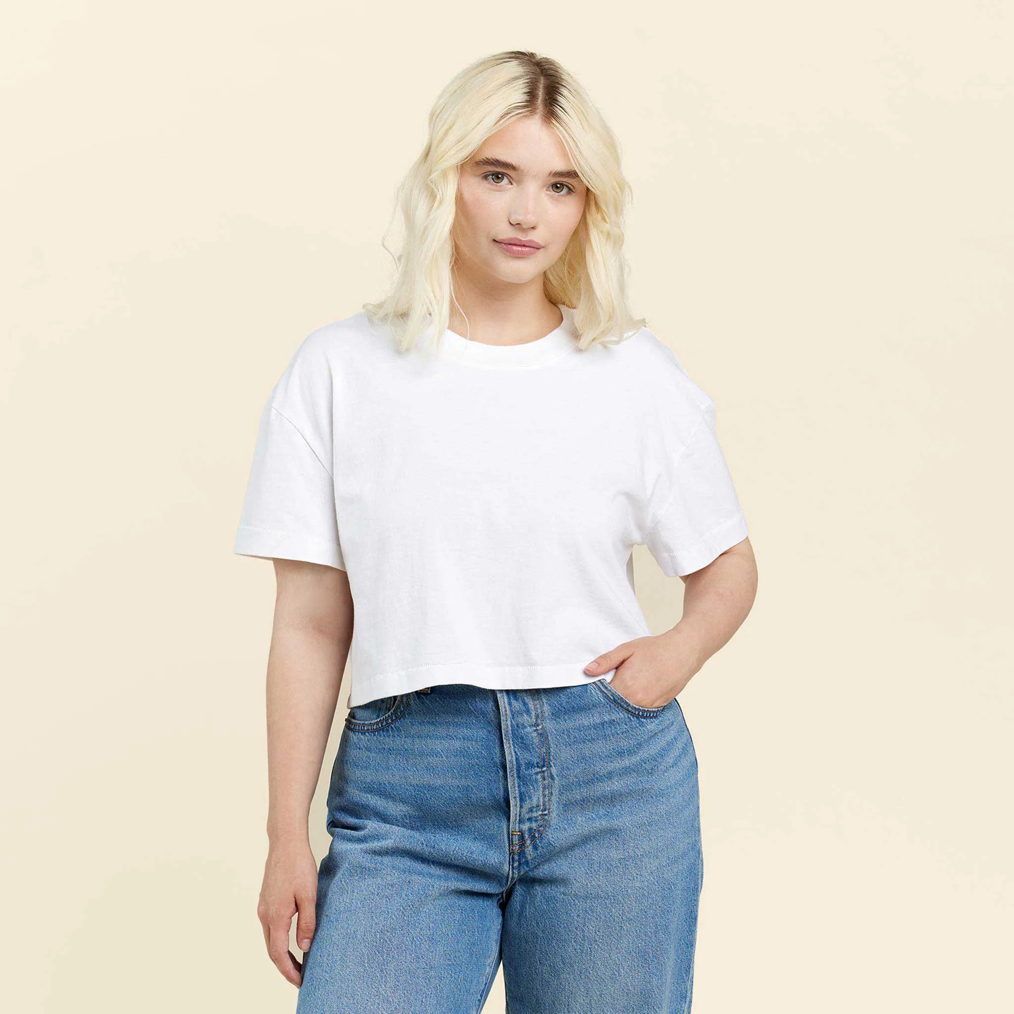 Vintage Cotton Cropped Tee | White sold by nuuds
