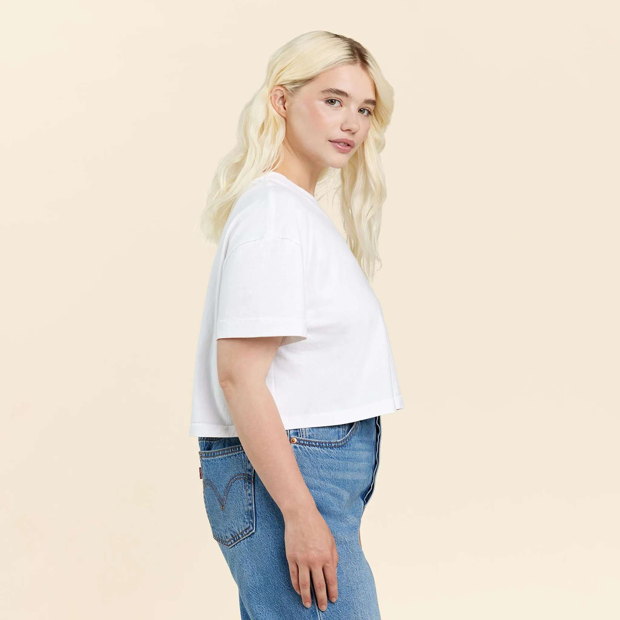 Vintage Cotton Cropped Tee | White sold by nuuds product image thumbnail 3