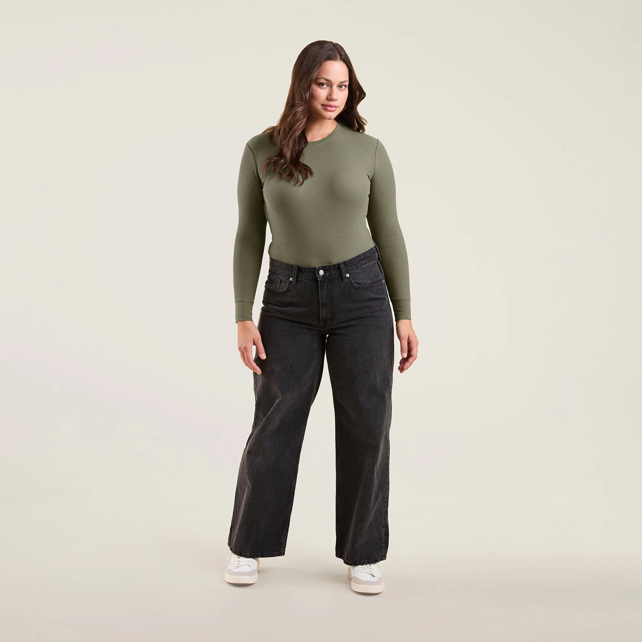 Waffle Bodysuit | Olive sold by nuuds product image thumbnail 2