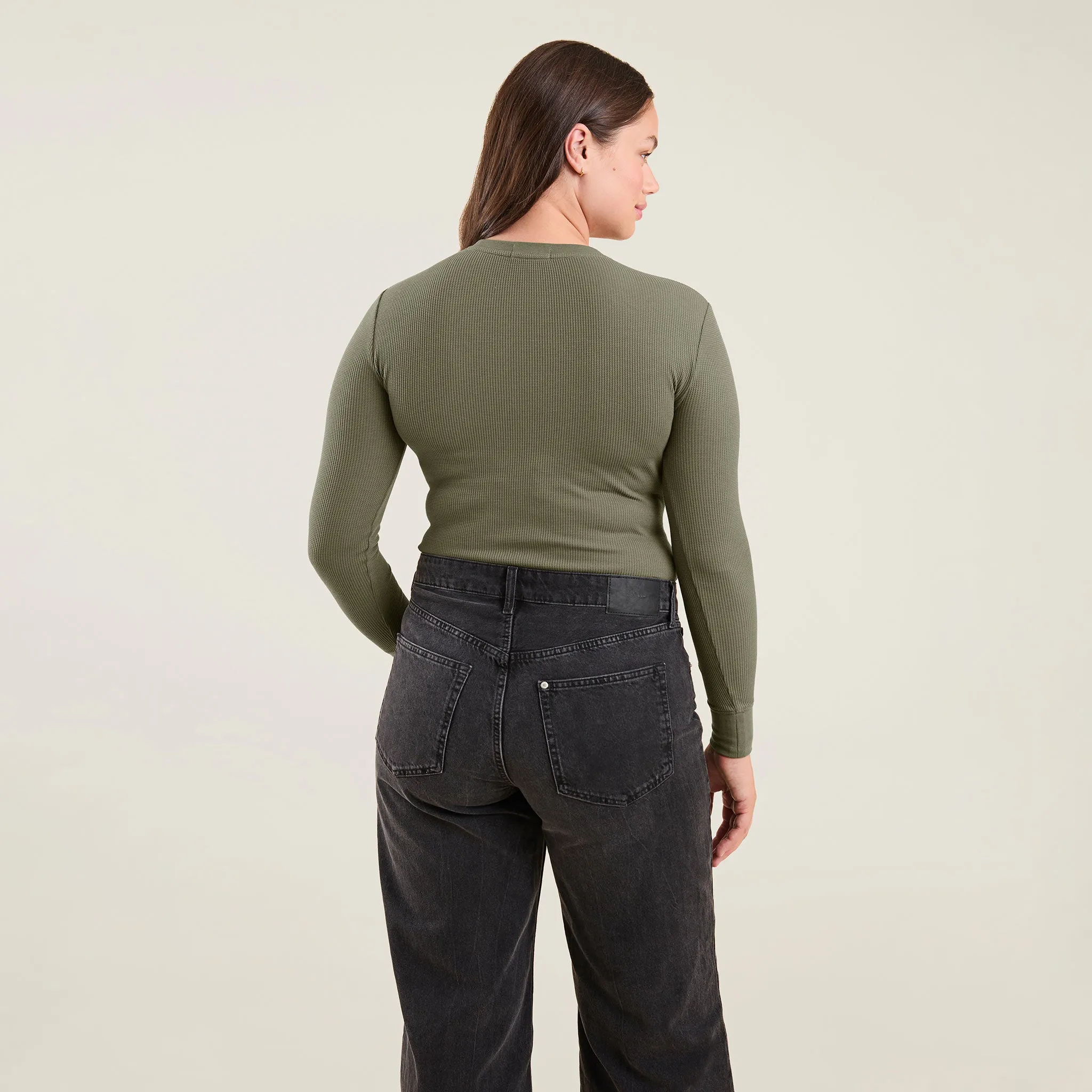 Waffle Bodysuit | Olive sold by nuuds product image thumbnail 4