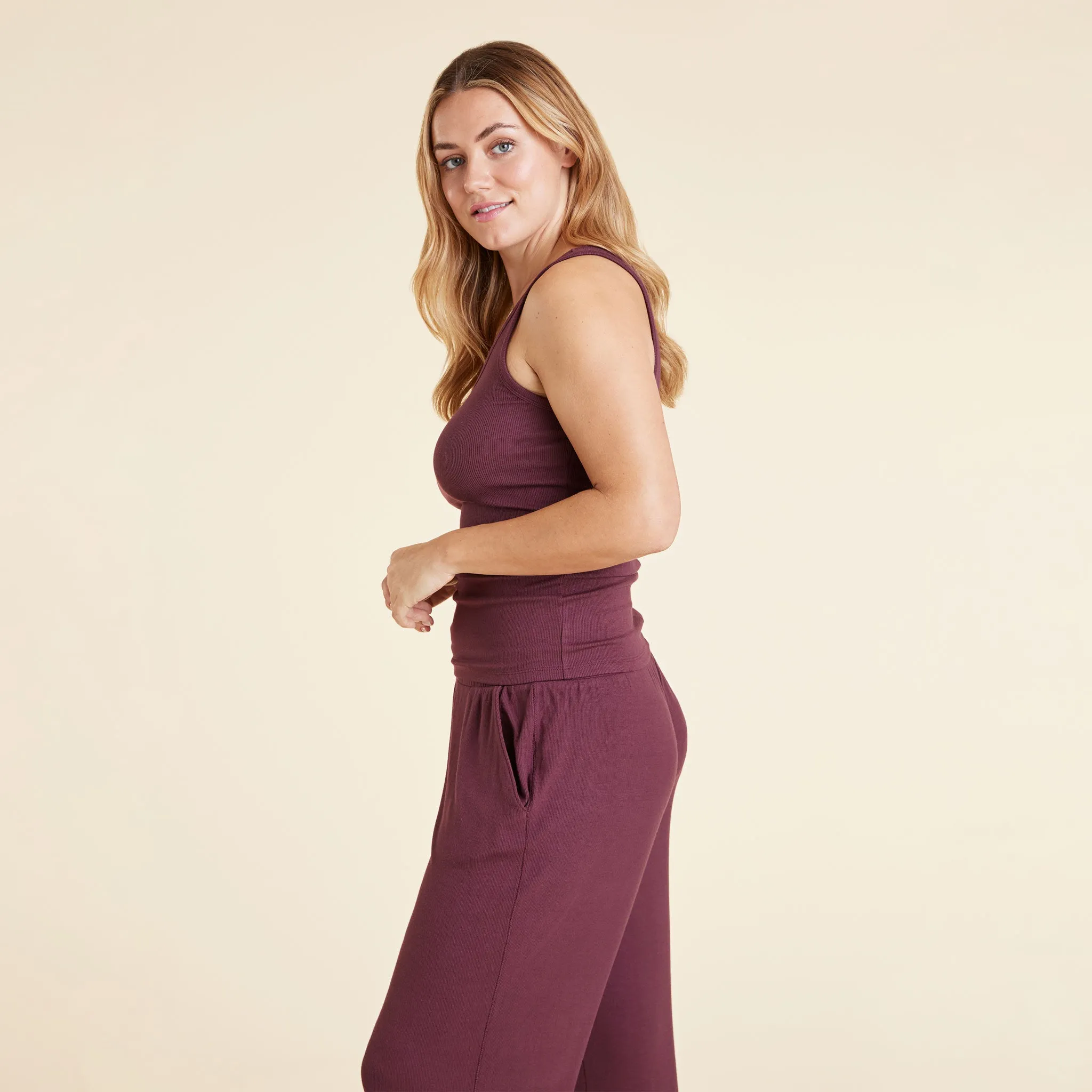 Slinky Rib Tank | Merlot sold by nuuds product image thumbnail 3