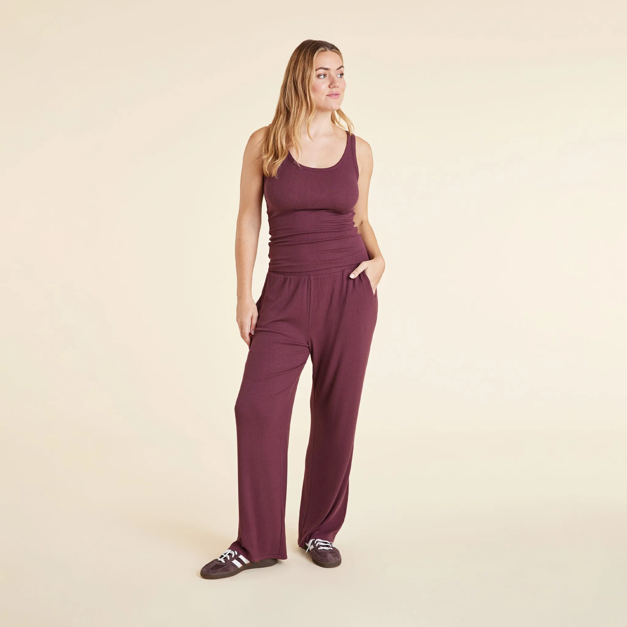 Slinky Rib Tank | Merlot sold by nuuds product image thumbnail 2