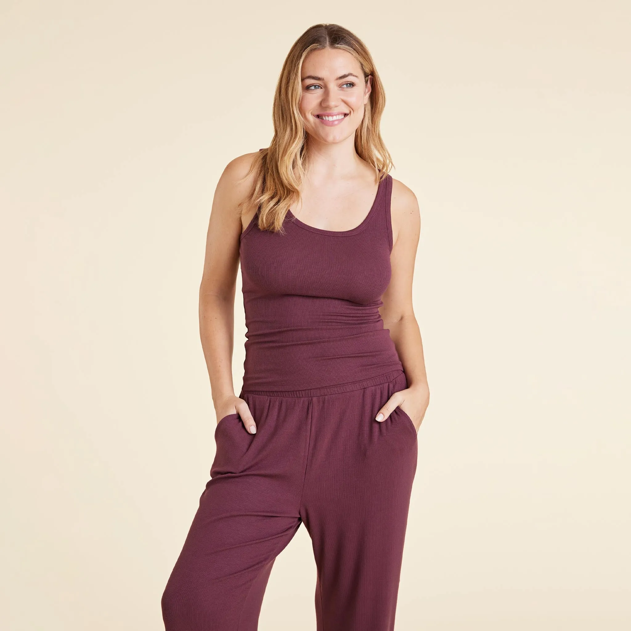 Slinky Rib Tank | Merlot sold by nuuds