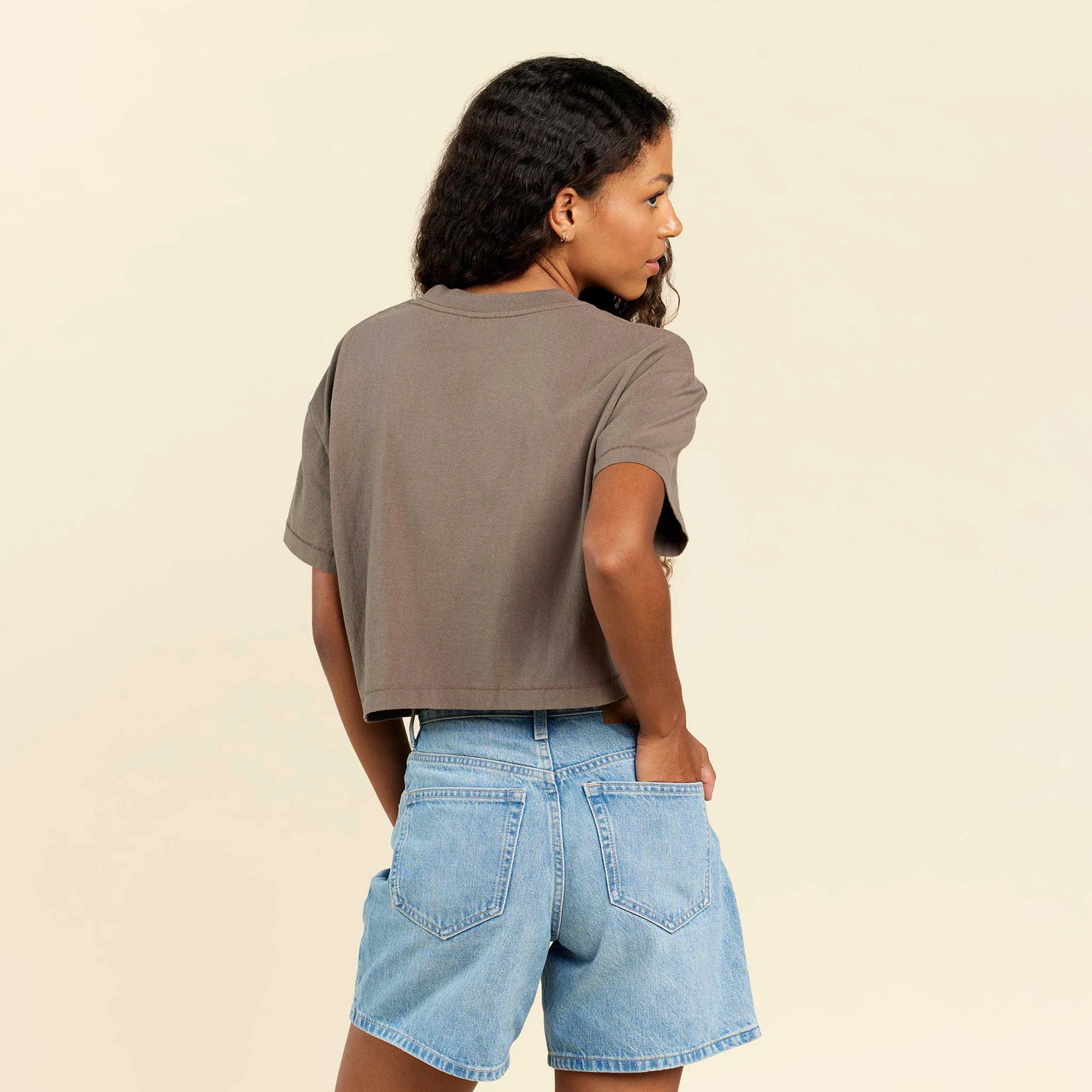 Vintage Cotton Cropped Tee | Mocha sold by nuuds product image thumbnail 4