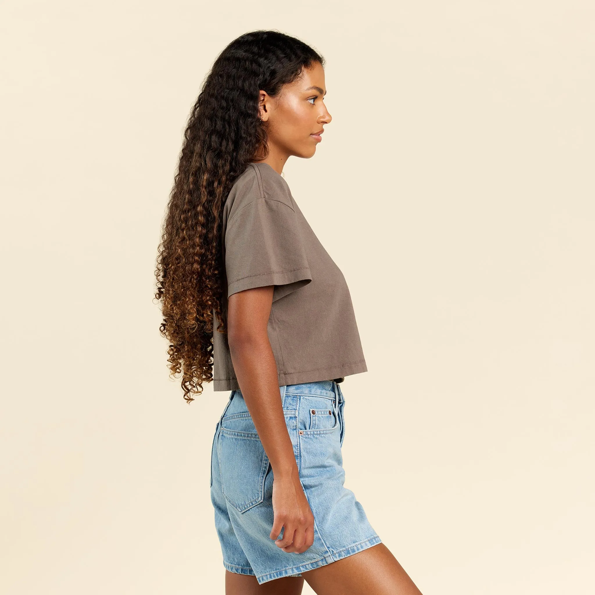 Vintage Cotton Cropped Tee | Mocha sold by nuuds product image thumbnail 3