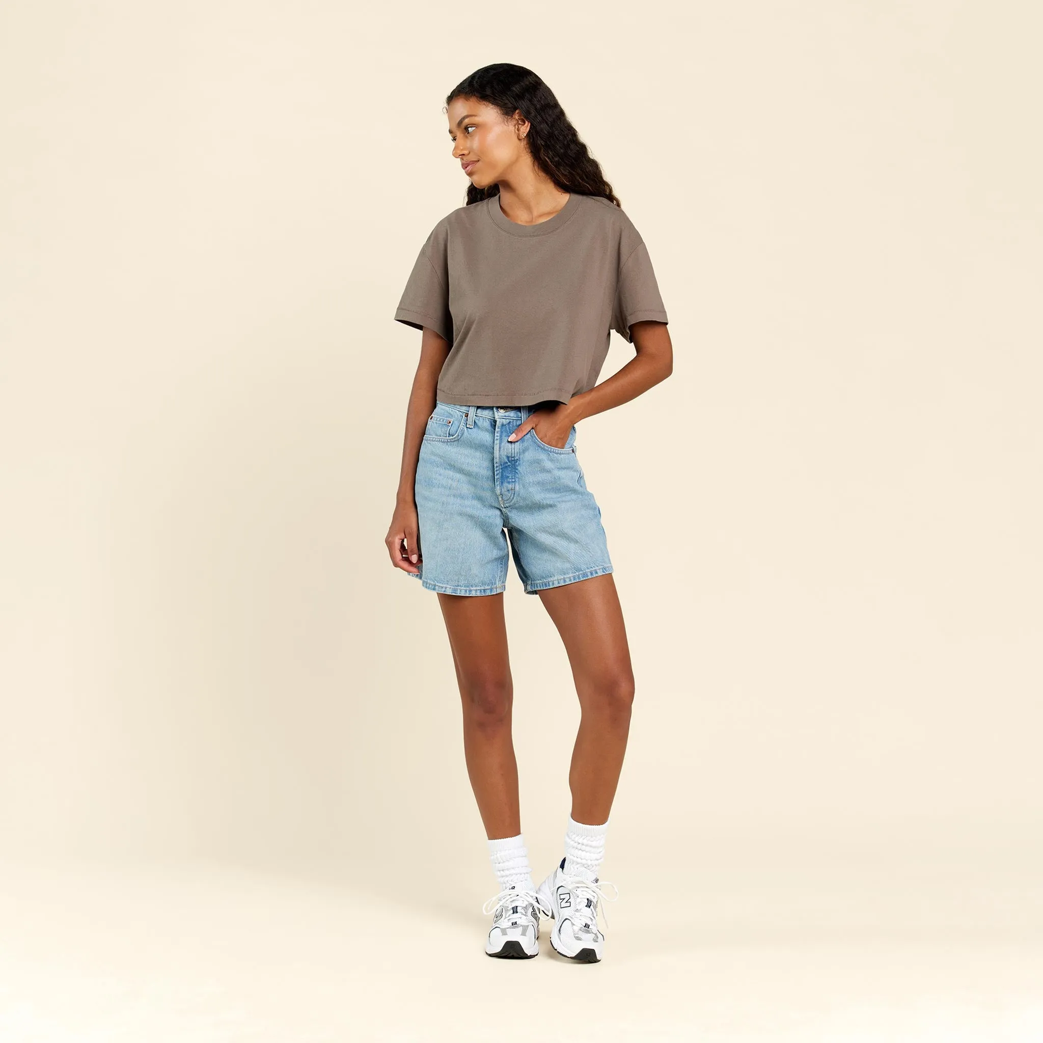 Vintage Cotton Cropped Tee | Mocha sold by nuuds product image thumbnail 2
