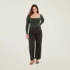 Long Sleeve Wide Square Neck Bodysuit | Evergreen sold by nuuds