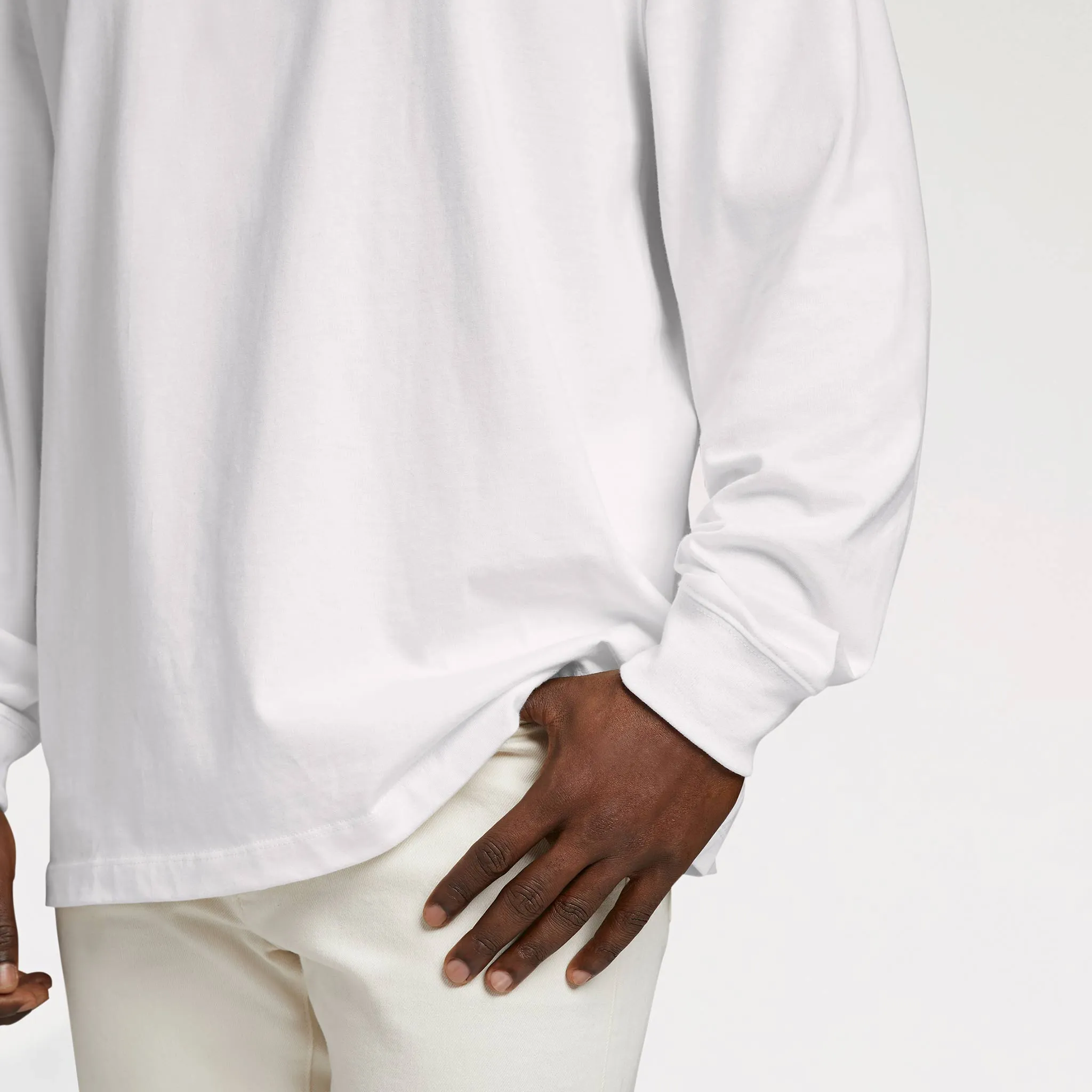 Long Sleeve Boxy Tee | White sold by nuuds product image thumbnail 5