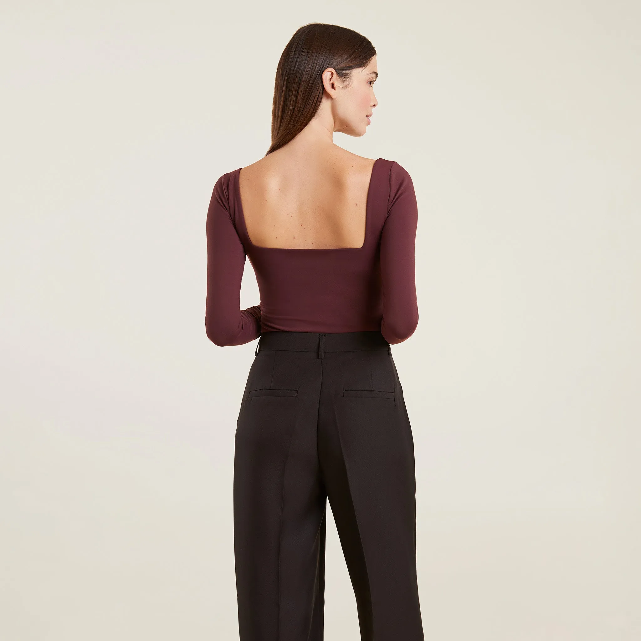 Long Sleeve Wide Square Neck Bodysuit | Merlot sold by nuuds product image thumbnail 4
