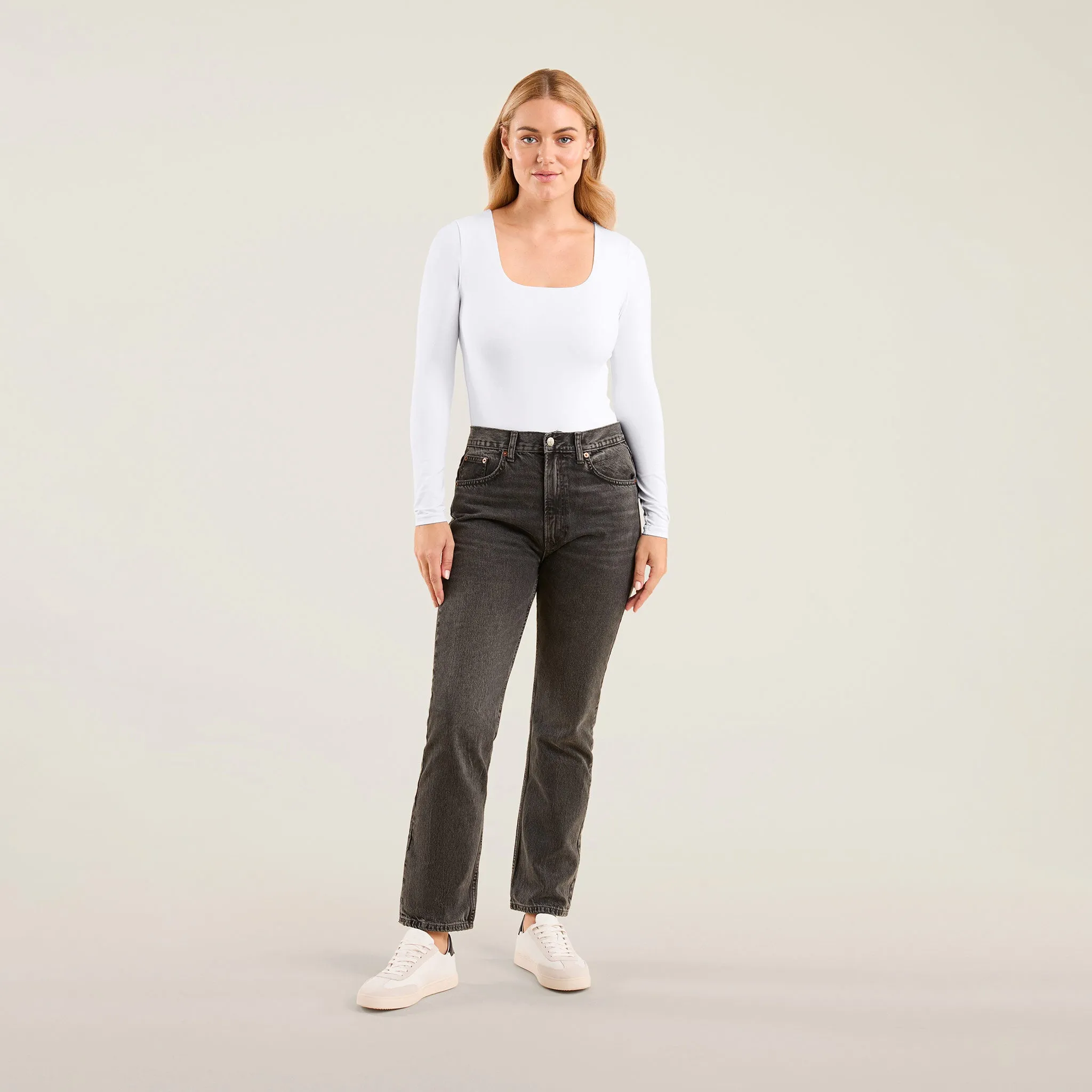 Long Sleeve Square Neck Bodysuit | White sold by nuuds product image thumbnail 2