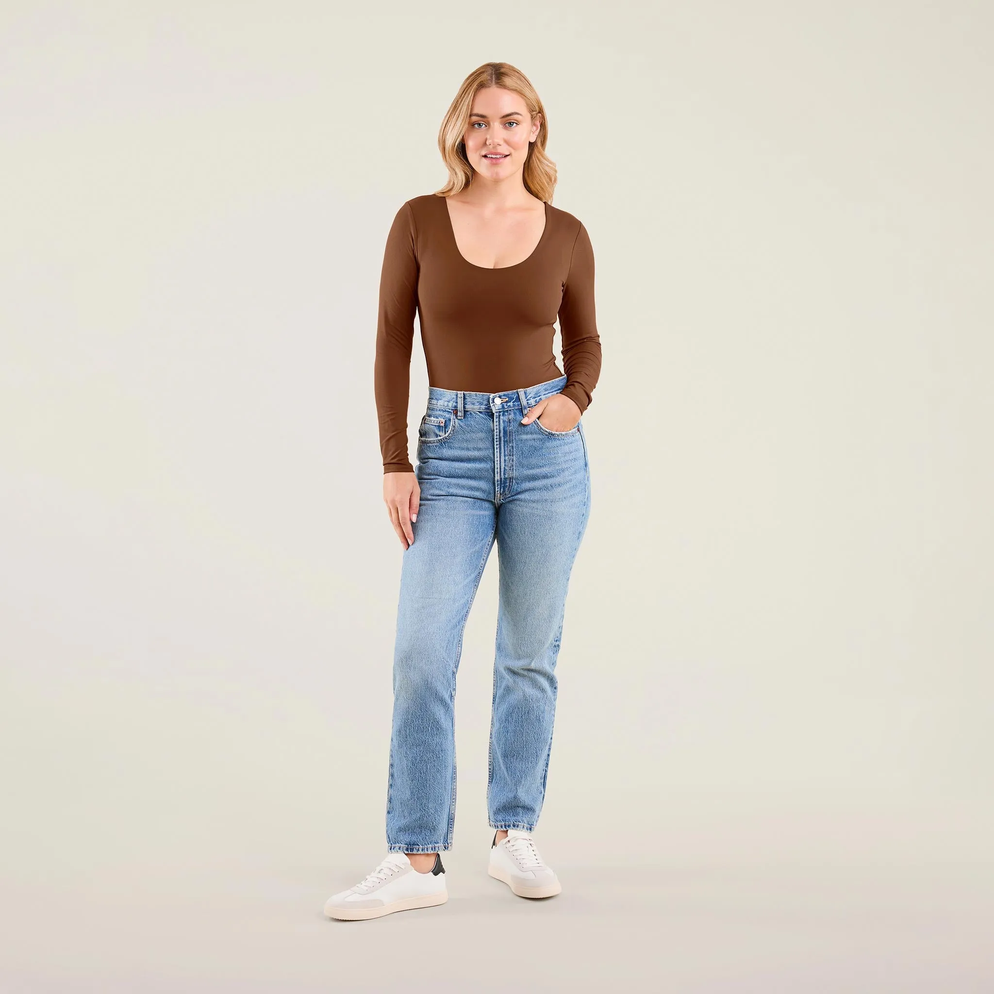 Long Sleeve Scoop Neck Bodysuit | Chocolate sold by nuuds product image thumbnail 2