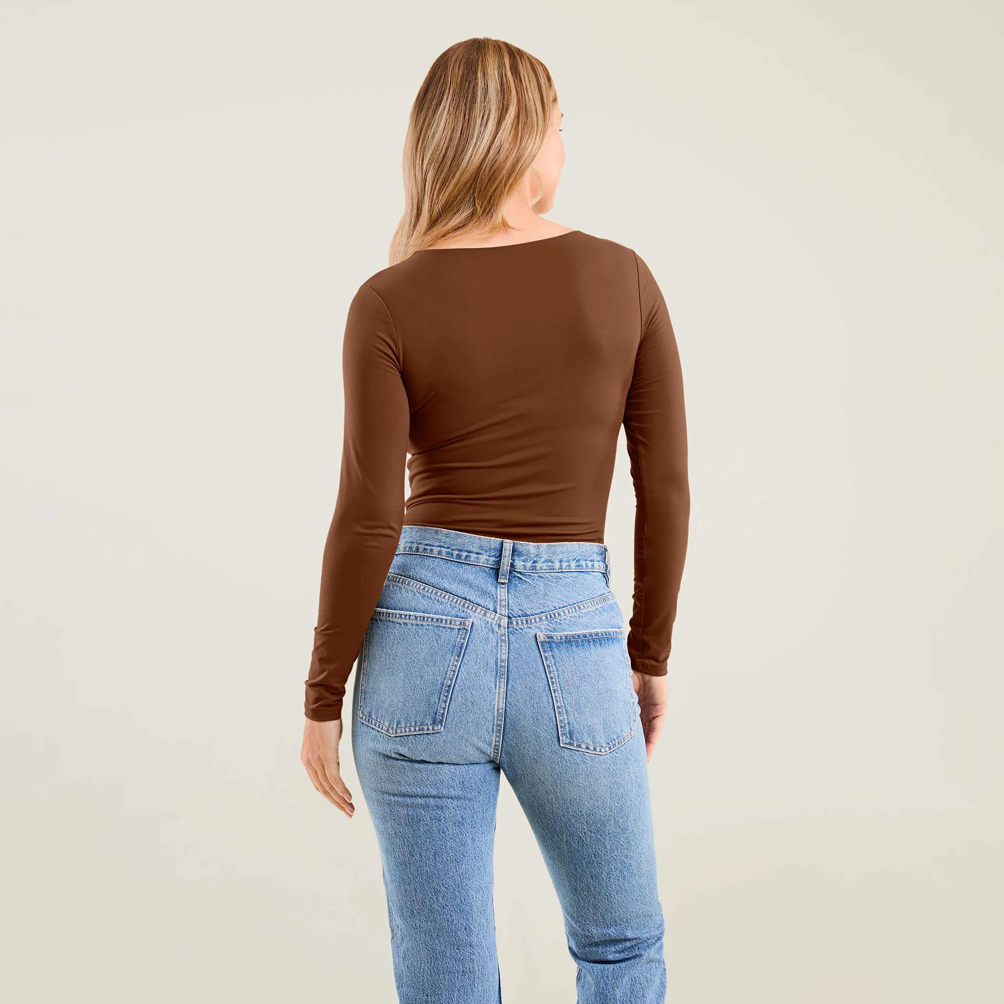 Long Sleeve Scoop Neck Bodysuit | Chocolate sold by nuuds product image thumbnail 4