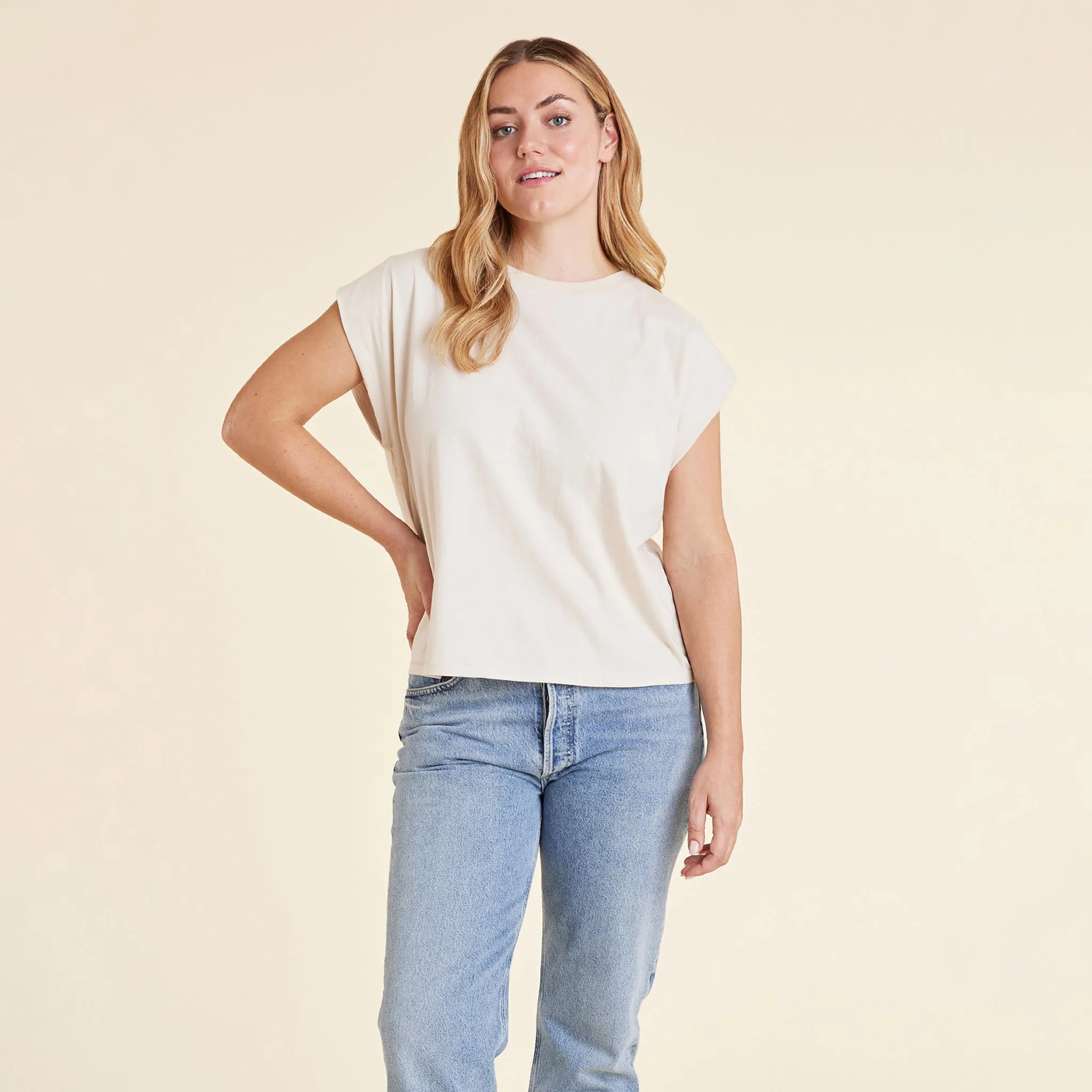 Soft Cotton Muscle Tee | Bone sold by nuuds