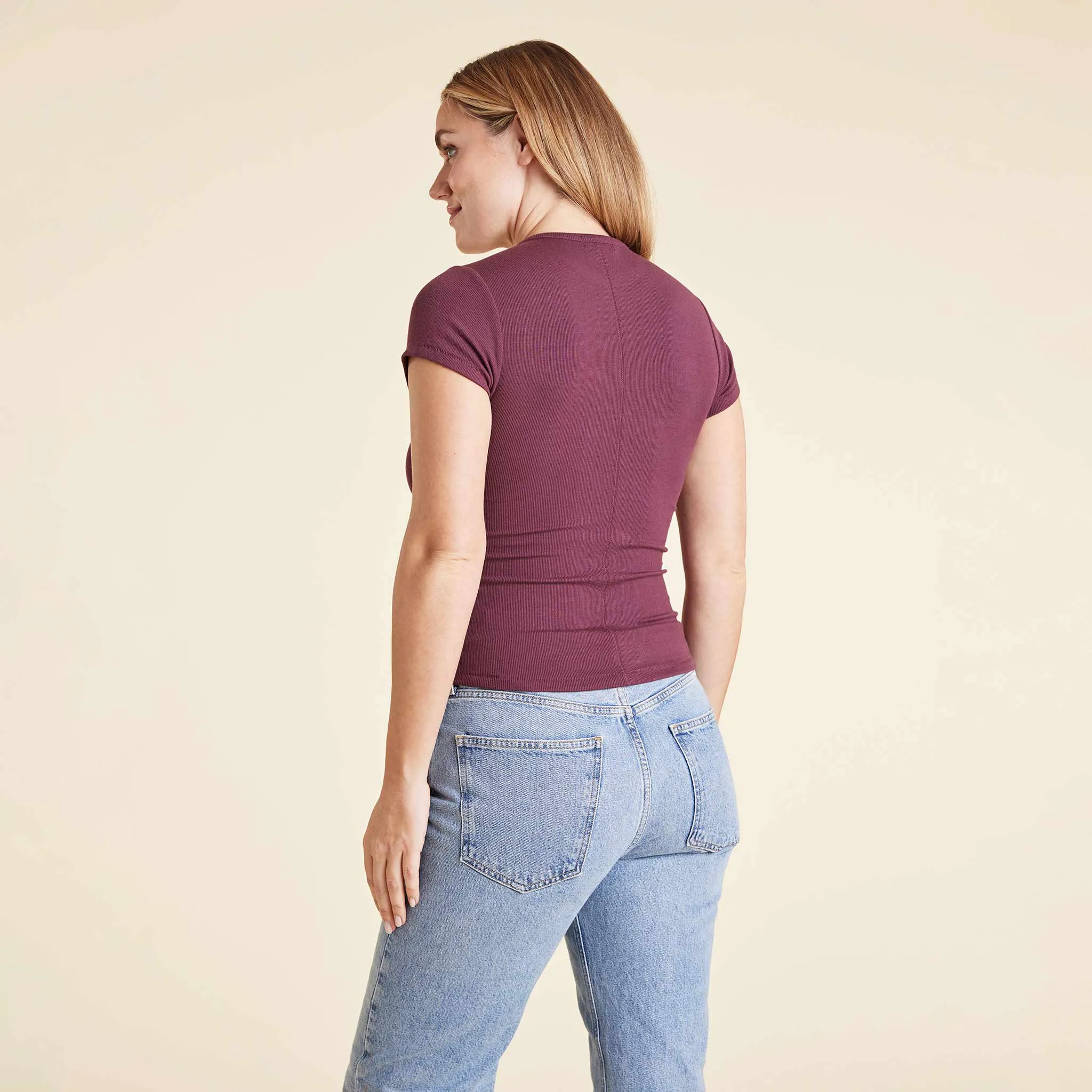 Slinky Rib Tee | Merlot sold by nuuds product image thumbnail 4