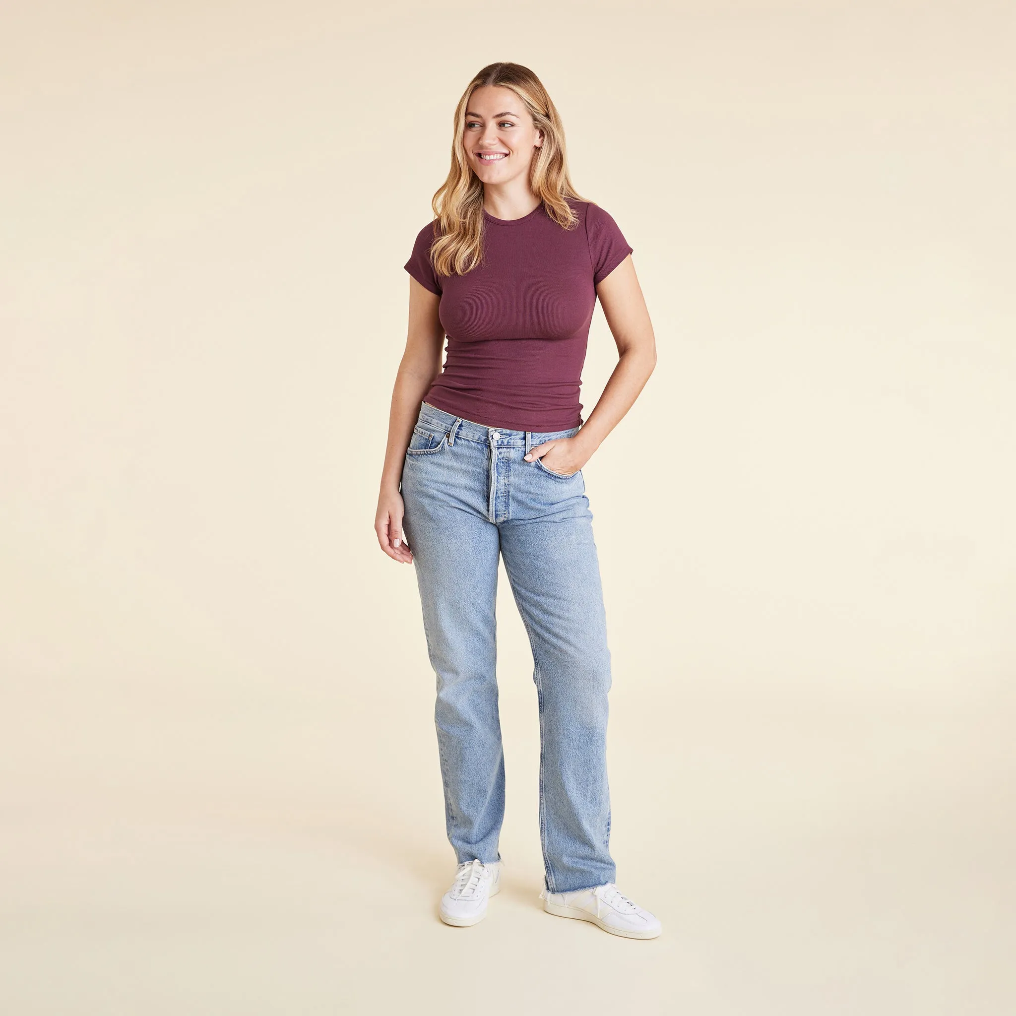 Slinky Rib Tee | Merlot sold by nuuds product image thumbnail 2