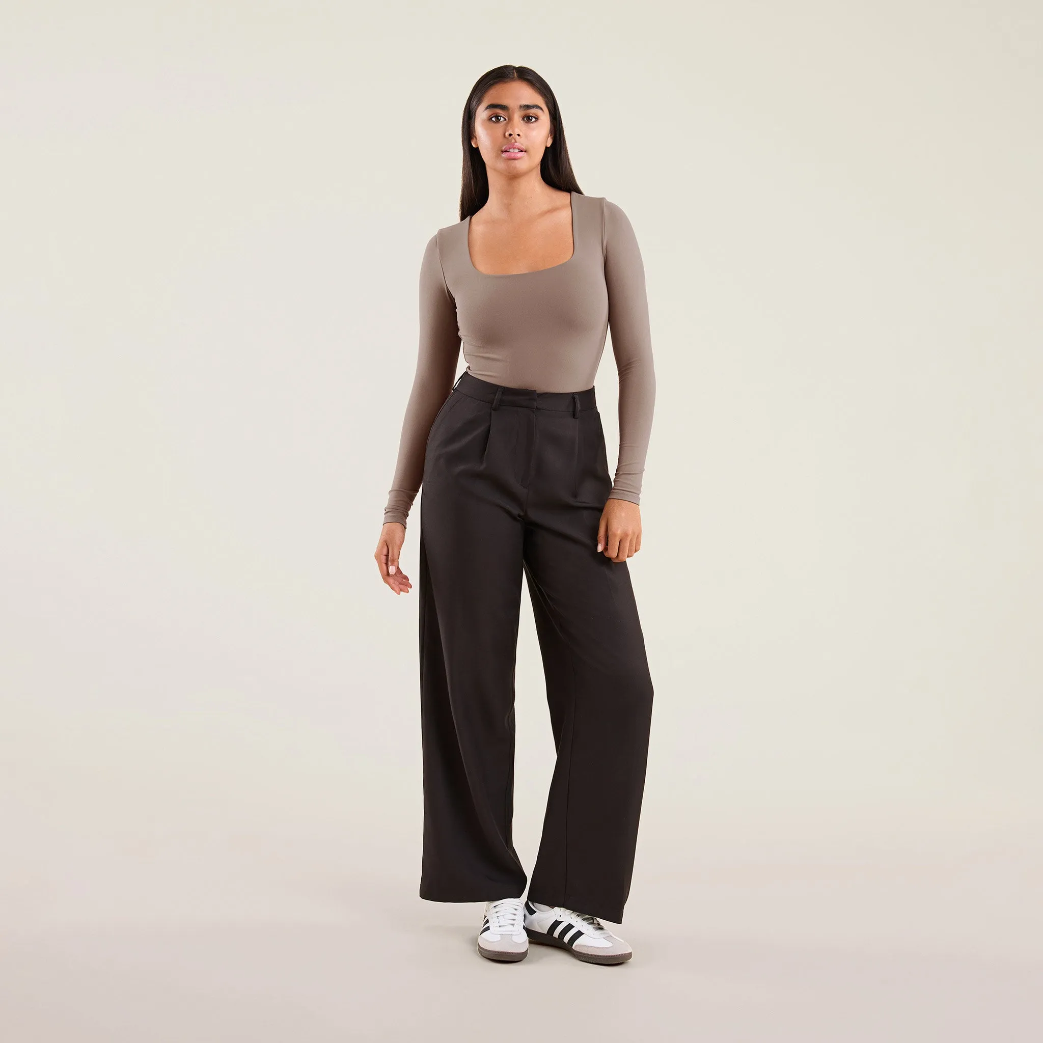 Long Sleeve Square Neck Bodysuit | Mocha sold by nuuds product image thumbnail 2