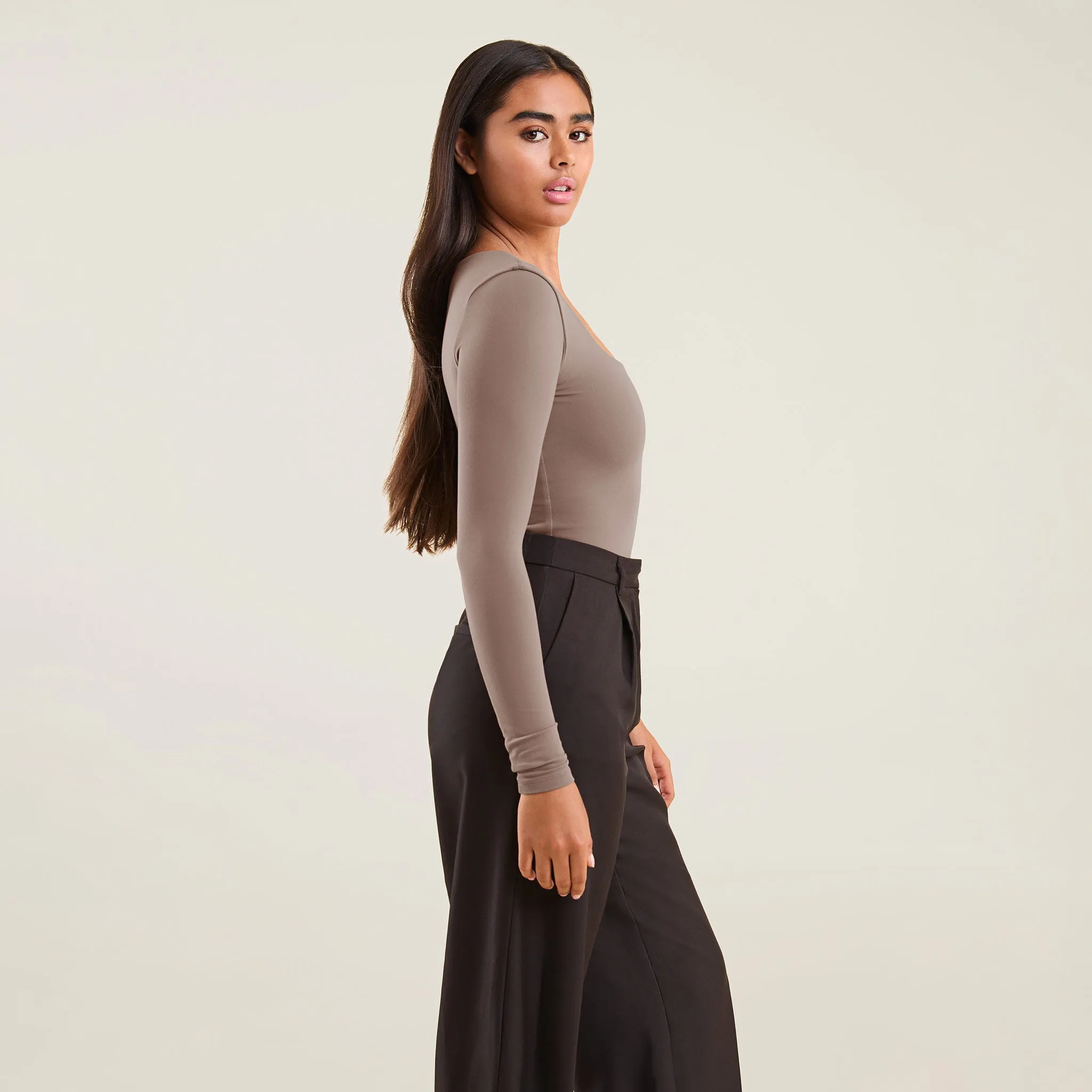 Long Sleeve Square Neck Bodysuit | Mocha sold by nuuds product image thumbnail 3