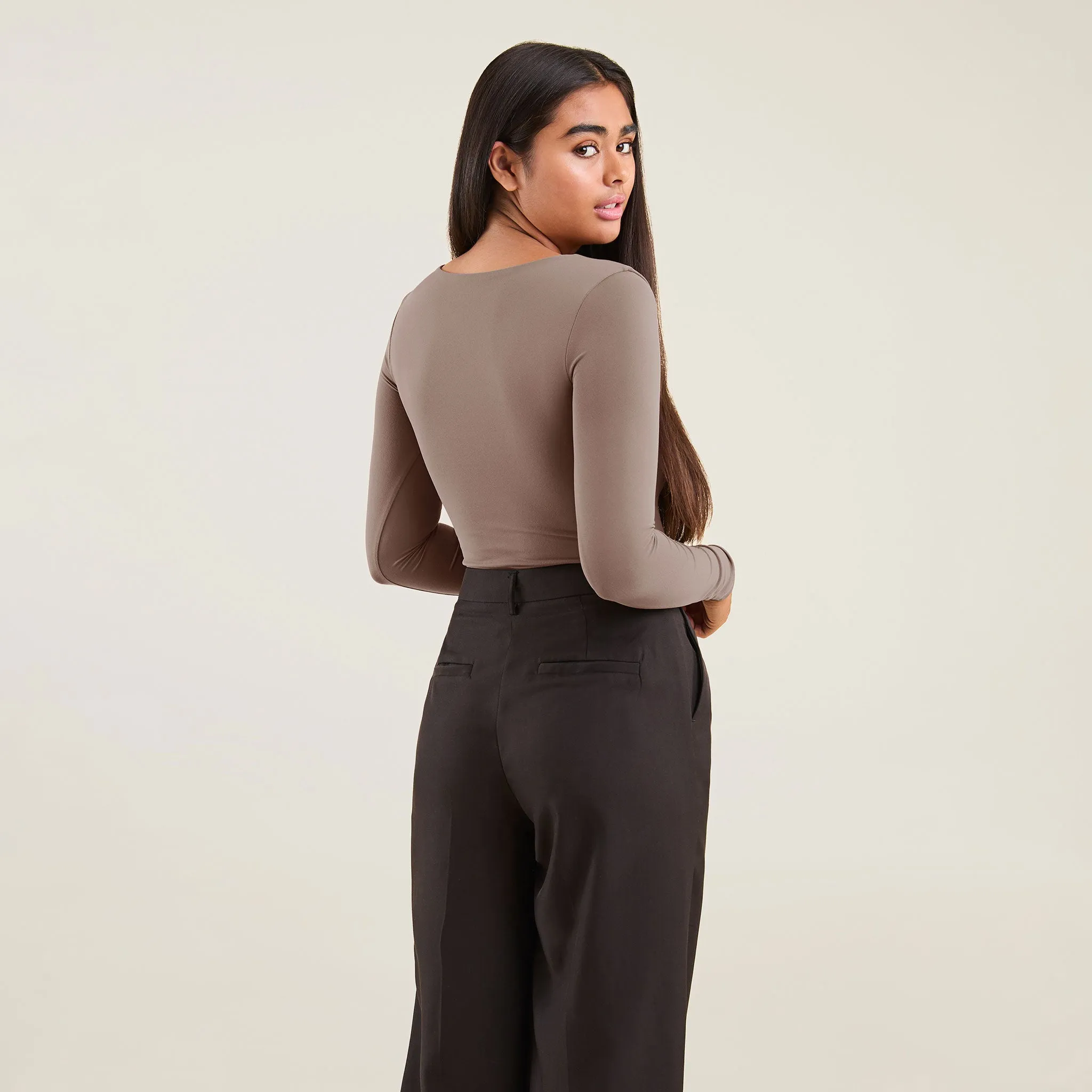 Long Sleeve Square Neck Bodysuit | Mocha sold by nuuds product image thumbnail 4