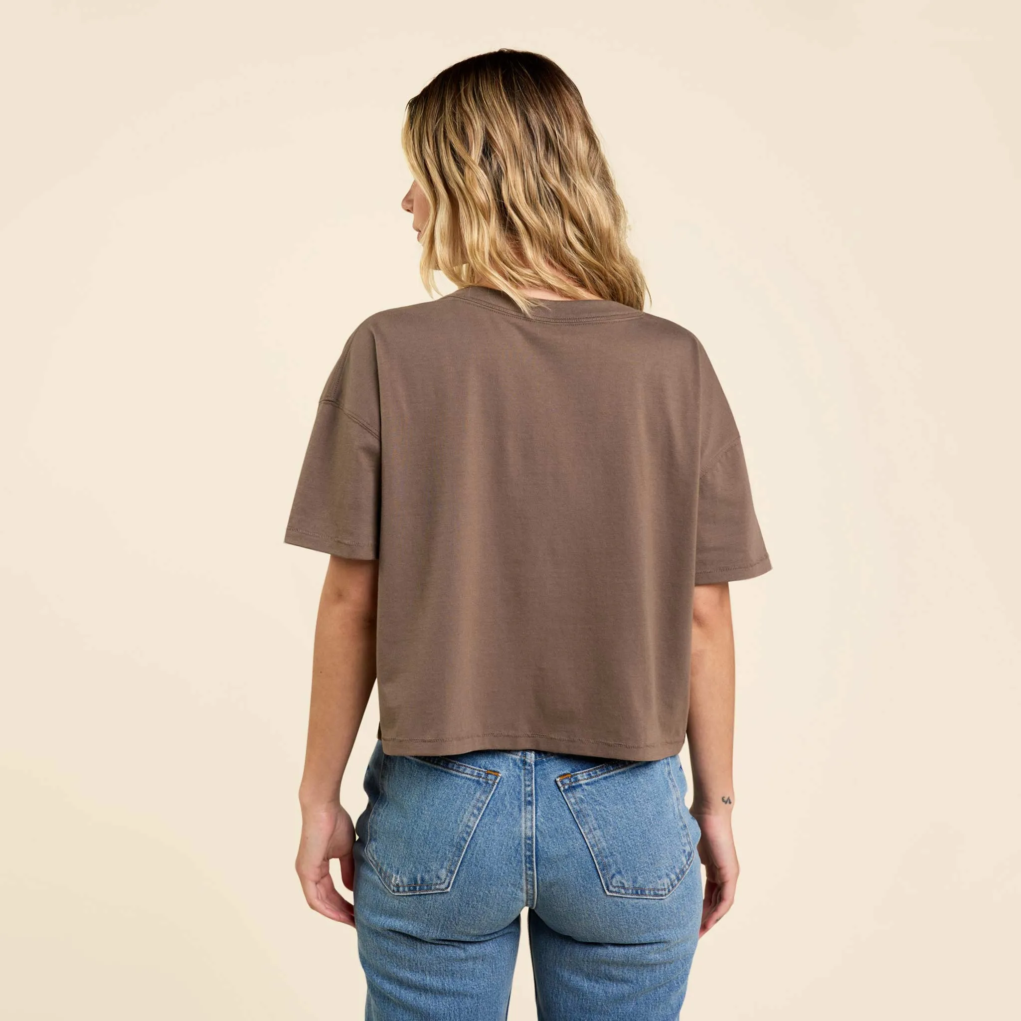 Boxy V-Neck Tee | Mocha sold by nuuds product image thumbnail 4