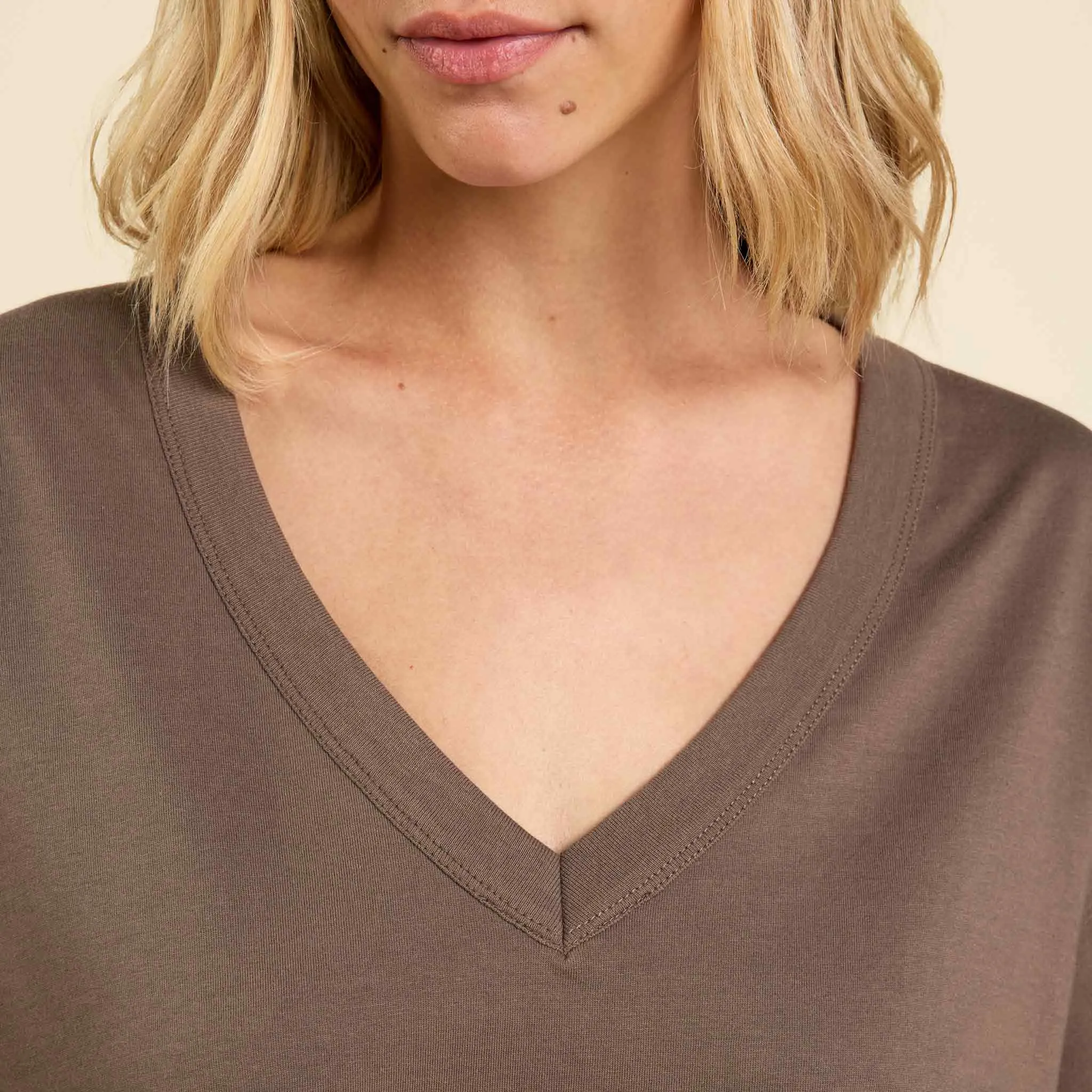 Boxy V-Neck Tee | Mocha sold by nuuds product image thumbnail 5