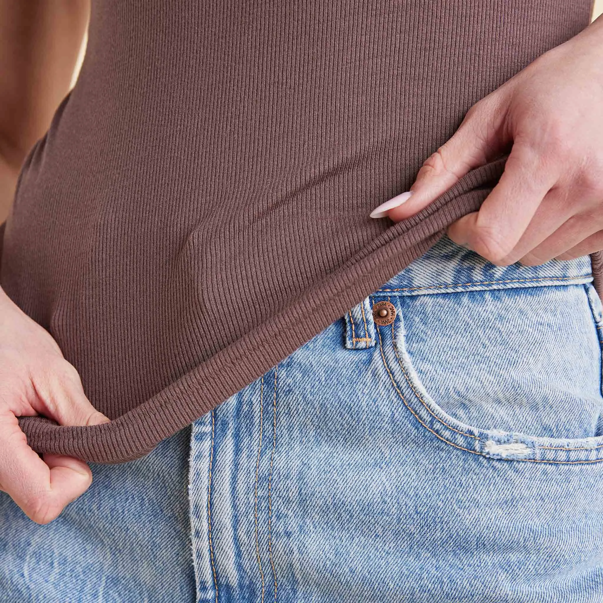 Slinky Rib Tee | Coffee sold by nuuds product image thumbnail 5