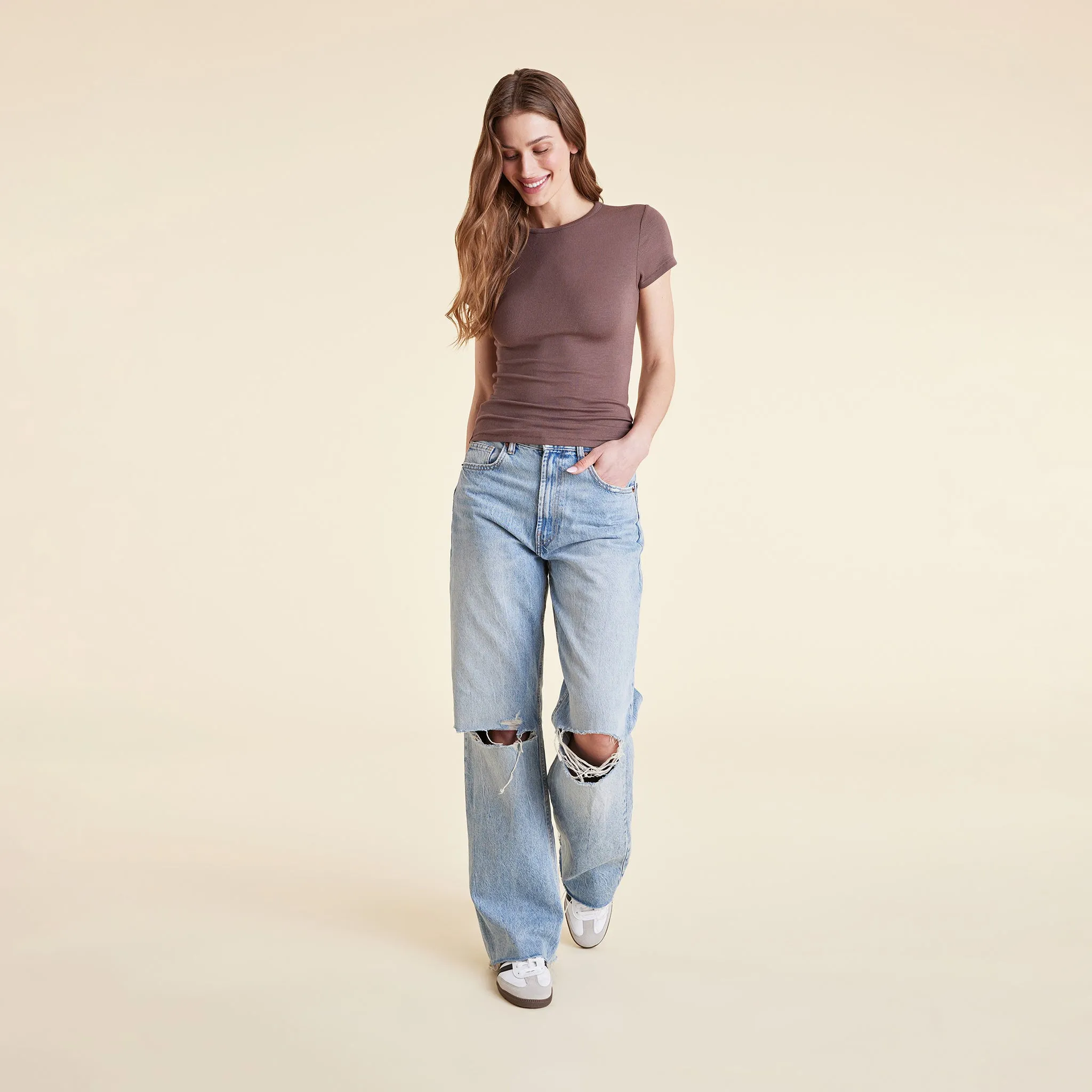 Slinky Rib Tee | Coffee sold by nuuds product image thumbnail 2