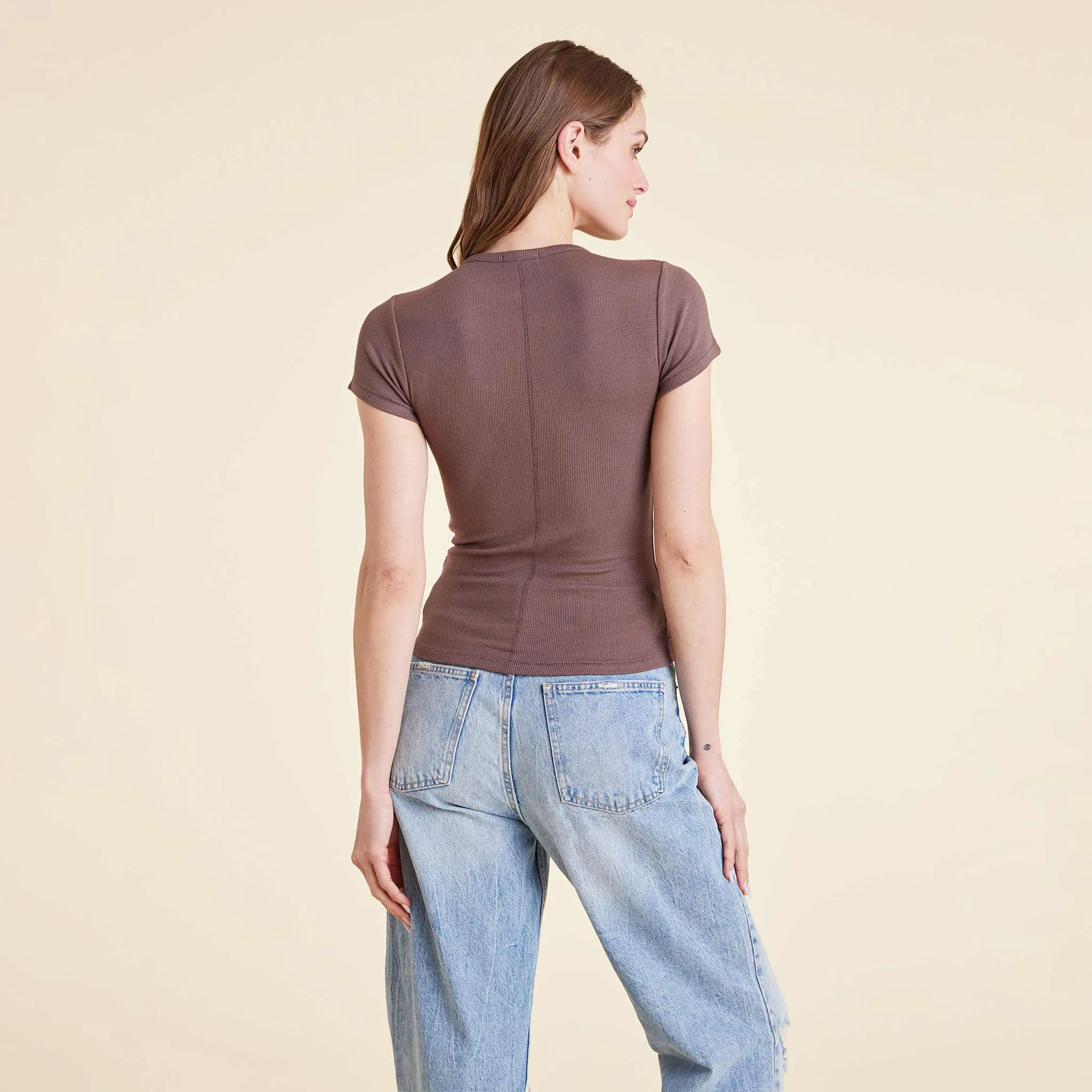 Slinky Rib Tee | Coffee sold by nuuds product image thumbnail 4