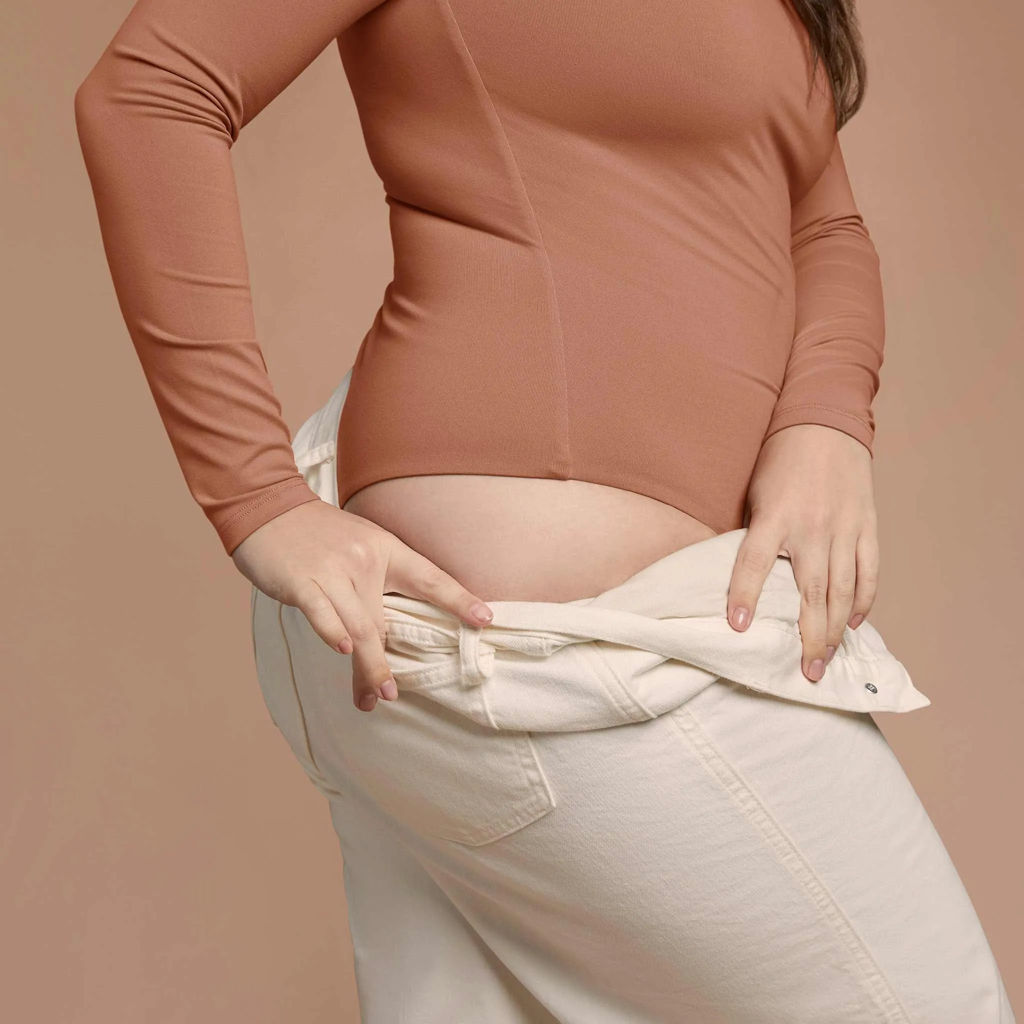 Long Sleeve Square Neck Bodysuit | Clay sold by nuuds product image thumbnail 5