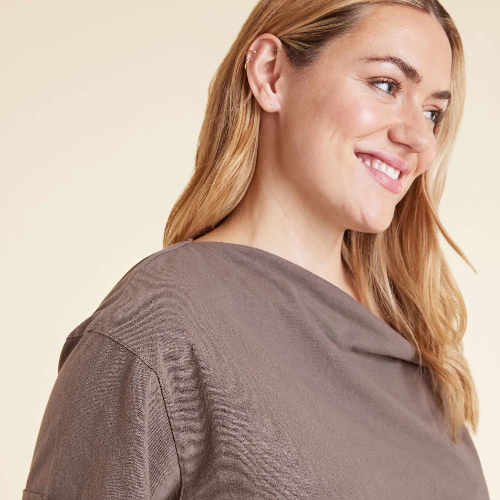 Vintage Cotton Off The Shoulder T-Shirt | Mocha sold by nuuds product image thumbnail 5
